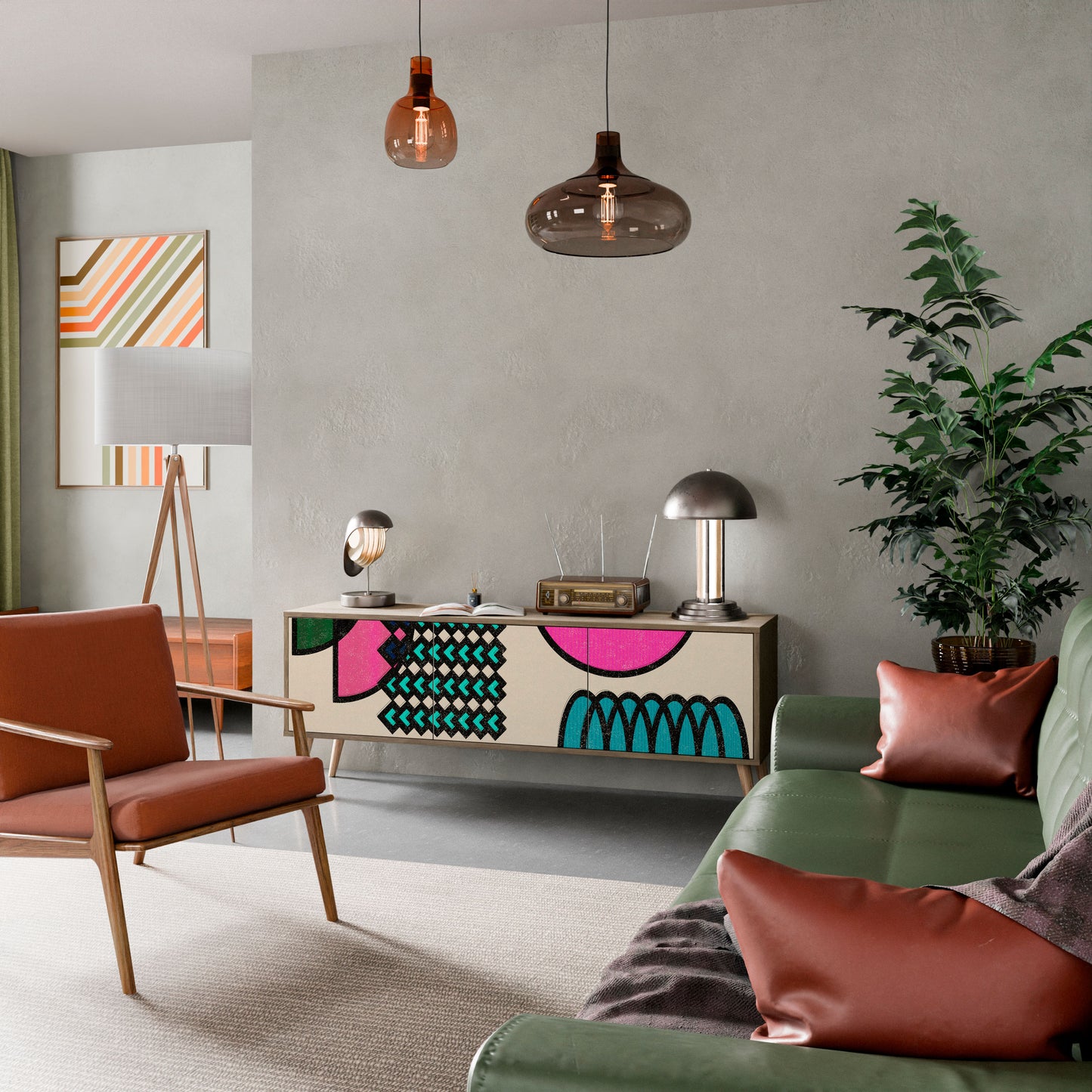 Mobile TV GEOMETRIC RHAPSODY a 3 ante in effetto rovere