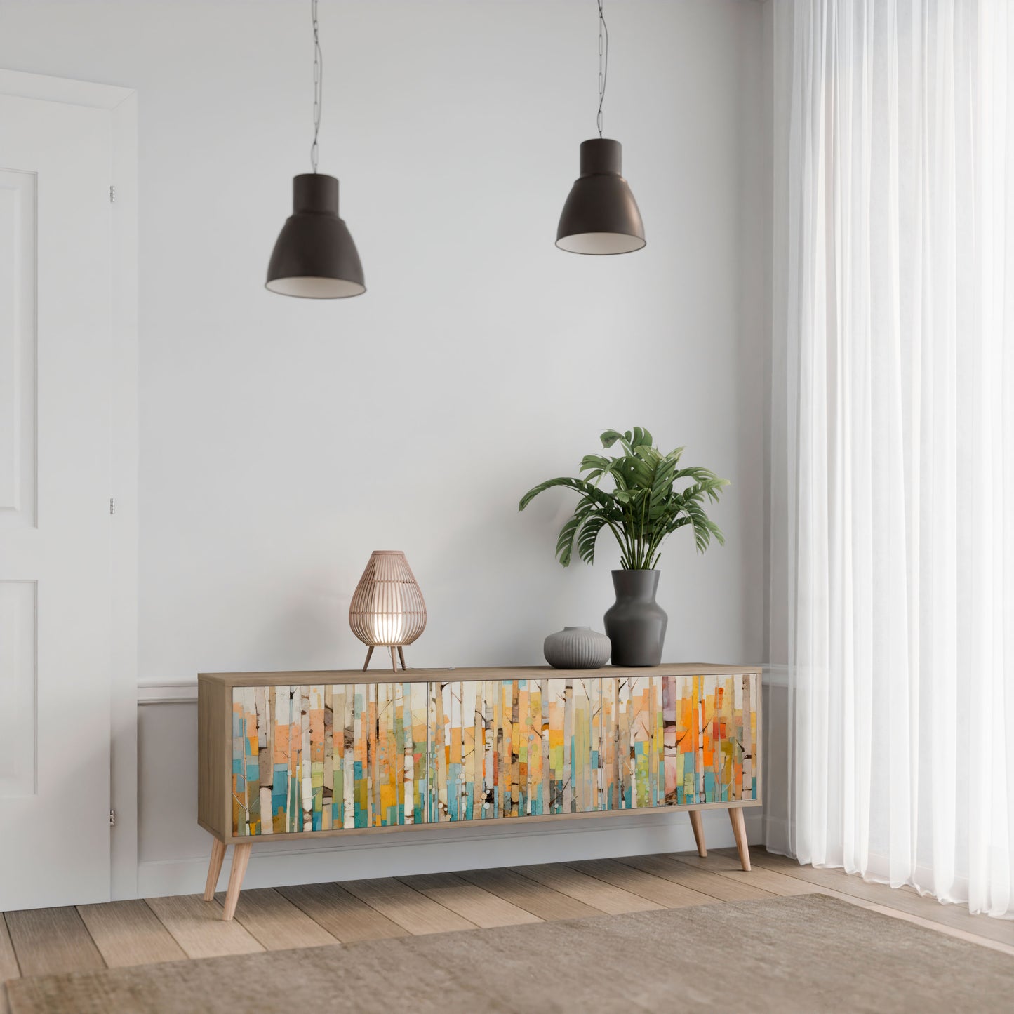 Mobile TV BIRCH KALEIDOSCOPE a 3 ante in effetto rovere