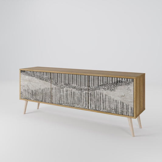 GRAIN LINES 3-Door TV Stand in Oak Effect