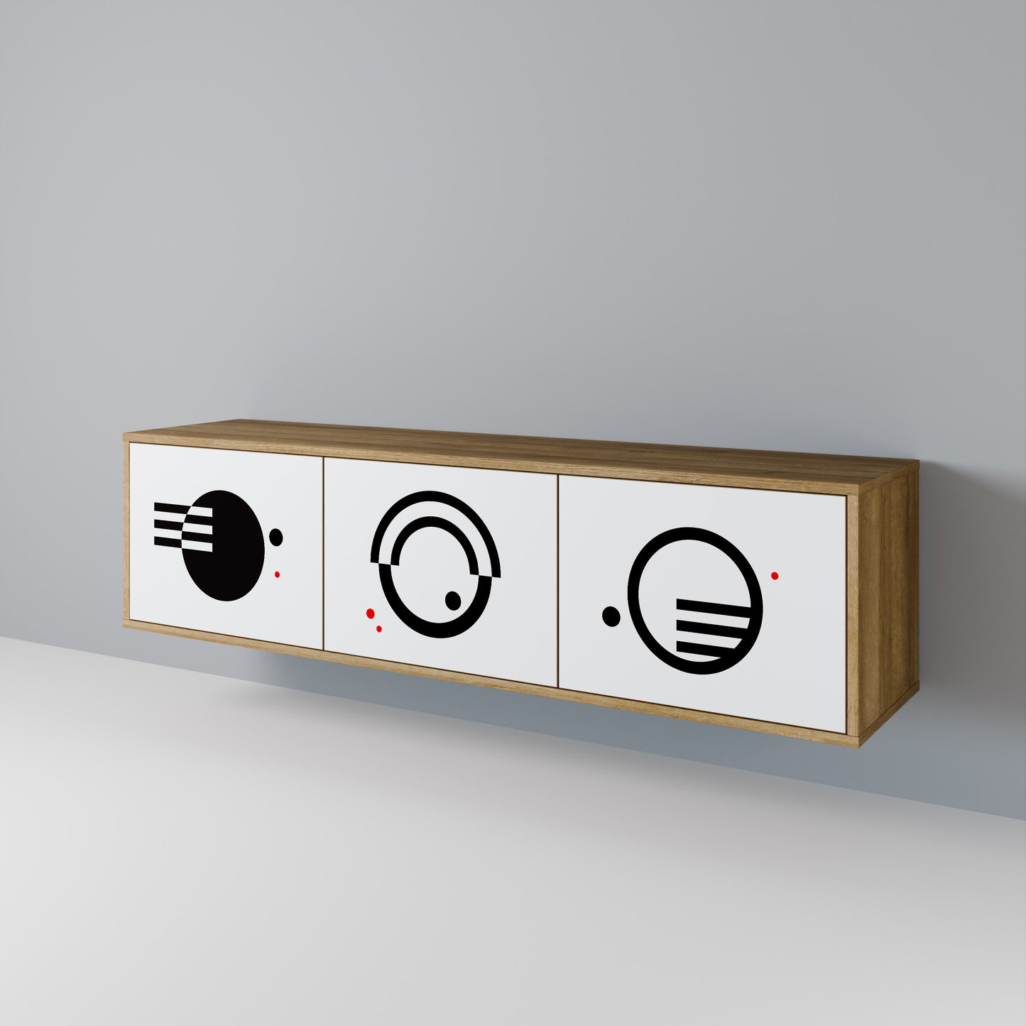 Mobile TV a 3 ante con combinazione bianco e nero effetto rovere