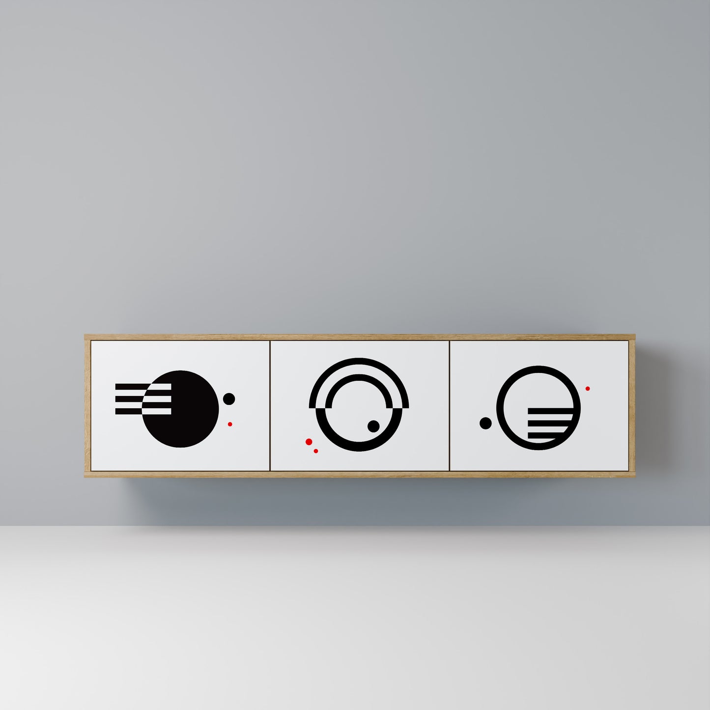 Mobile TV a 3 ante con combinazione bianco e nero effetto rovere