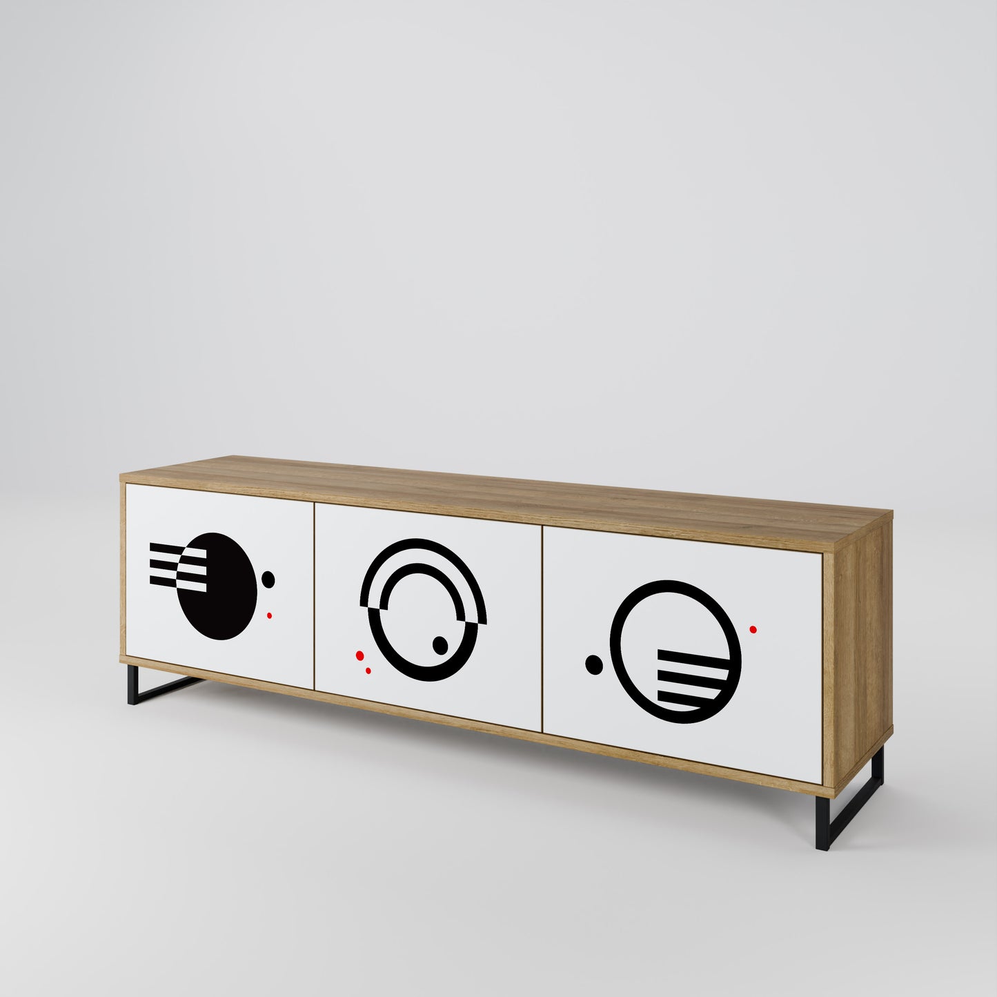 Mobile TV a 3 ante con combinazione bianco e nero effetto rovere