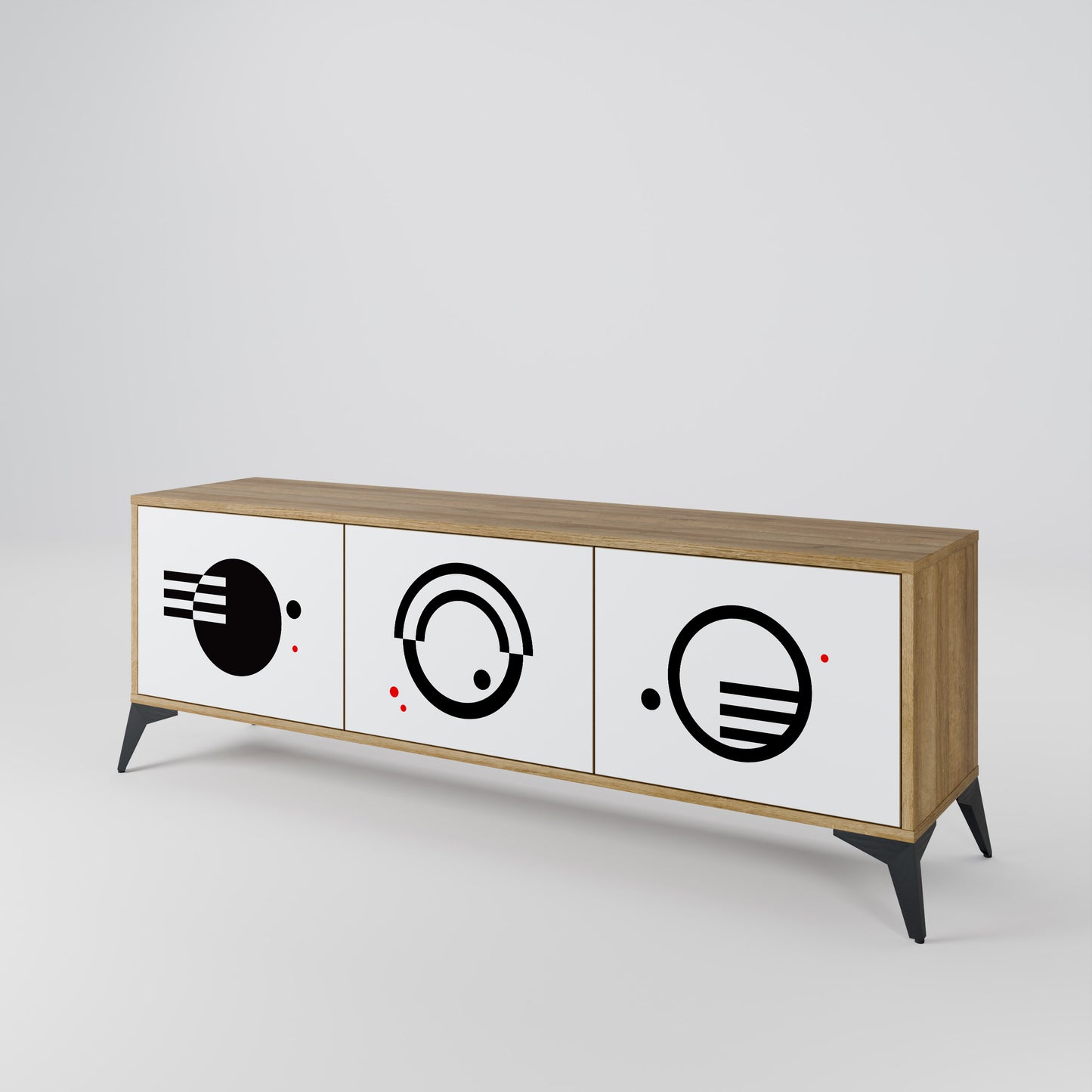 Mobile TV a 3 ante con combinazione bianco e nero effetto rovere