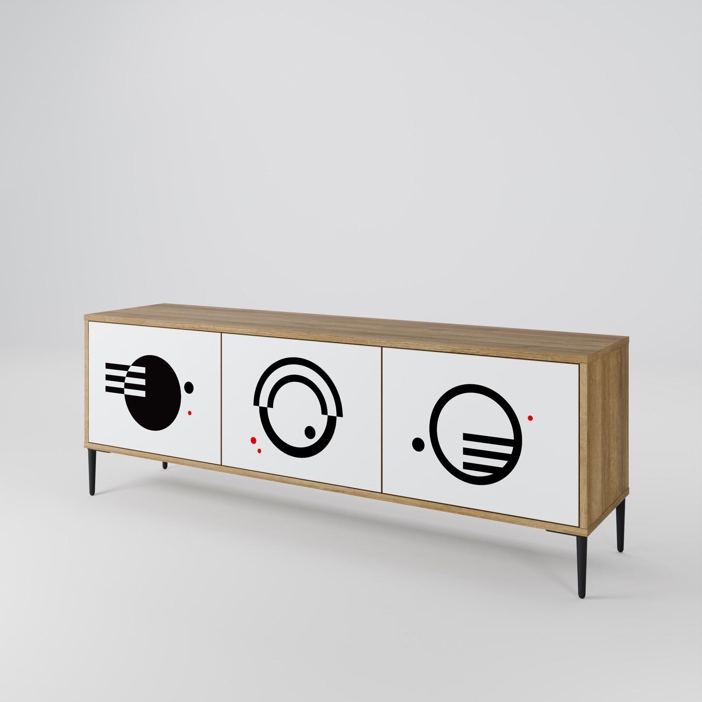 Mobile TV a 3 ante con combinazione bianco e nero effetto rovere