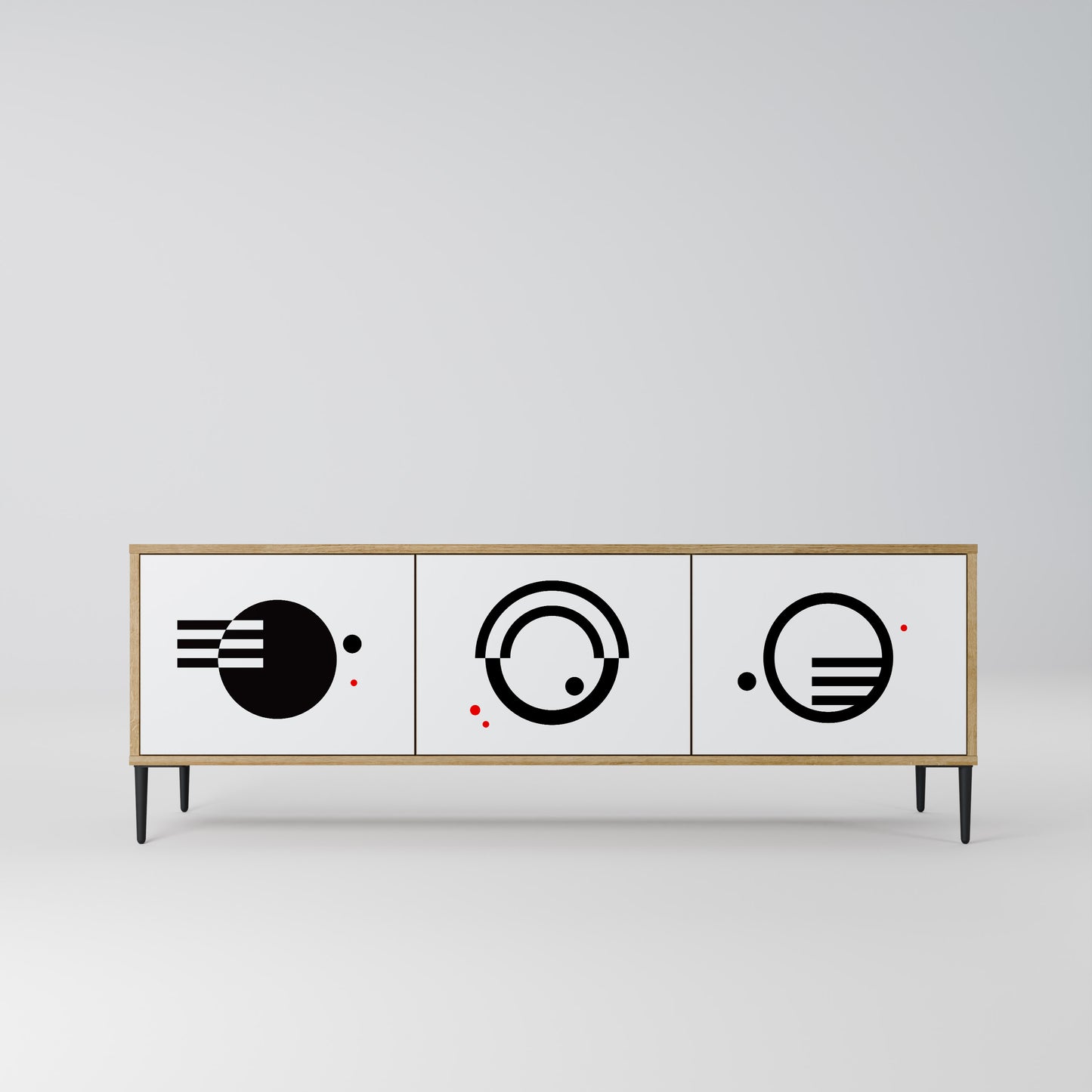 Mobile TV a 3 ante con combinazione bianco e nero effetto rovere