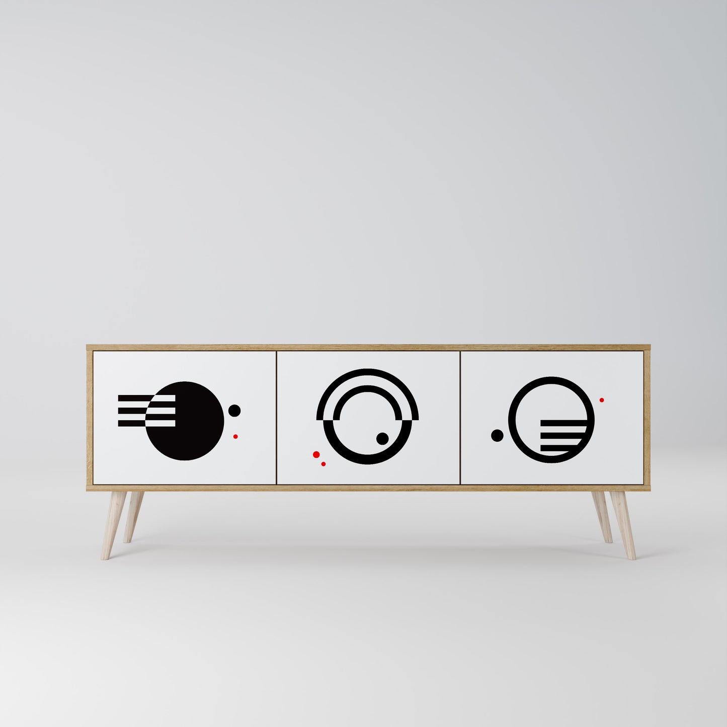 Mobile TV a 3 ante con combinazione bianco e nero effetto rovere