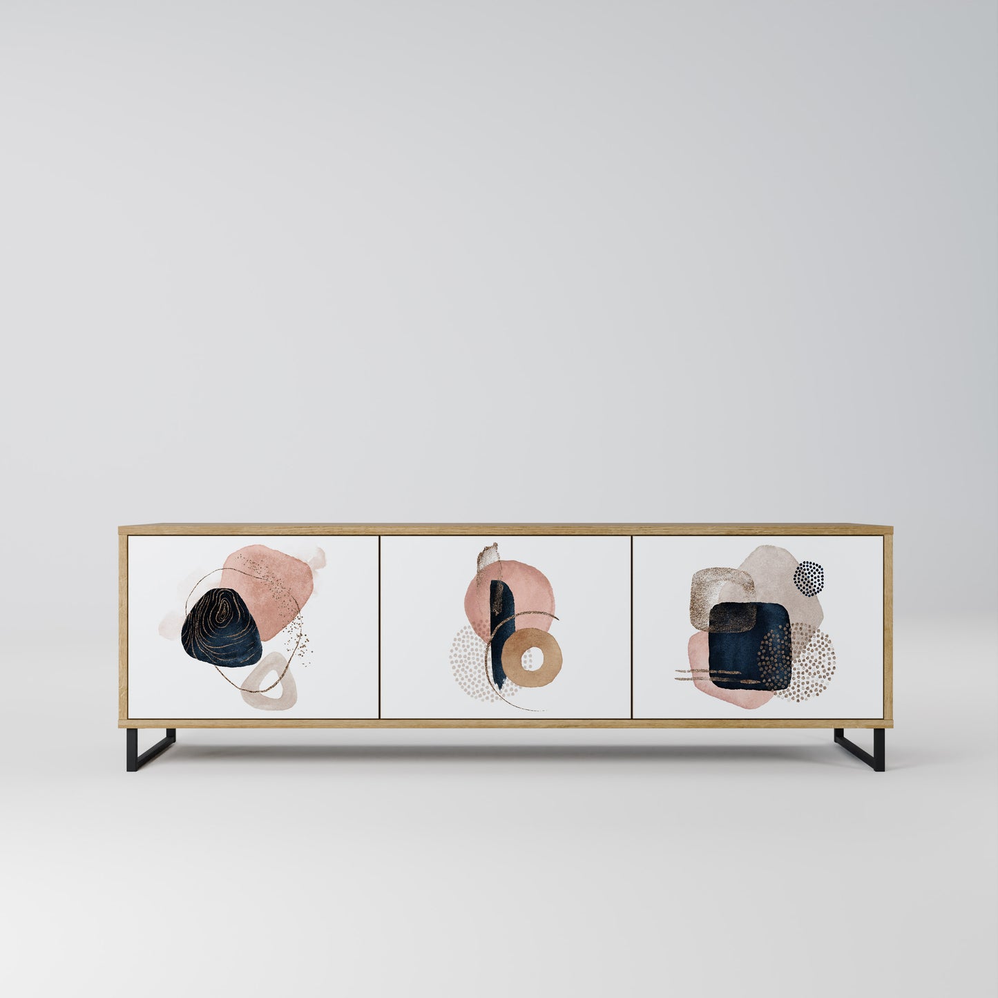 Mobile TV a 3 ante COLORFUL SHAPES in effetto rovere