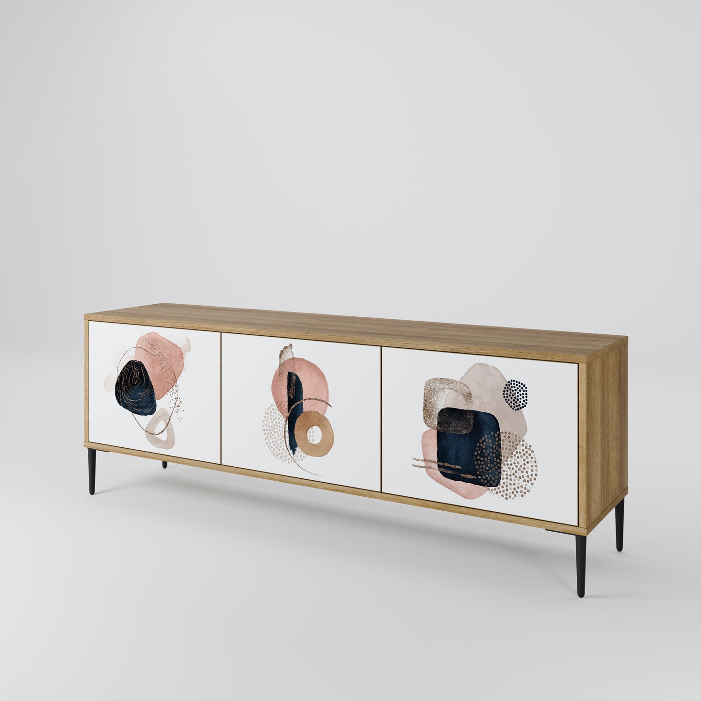 Mobile TV a 3 ante COLORFUL SHAPES in effetto rovere