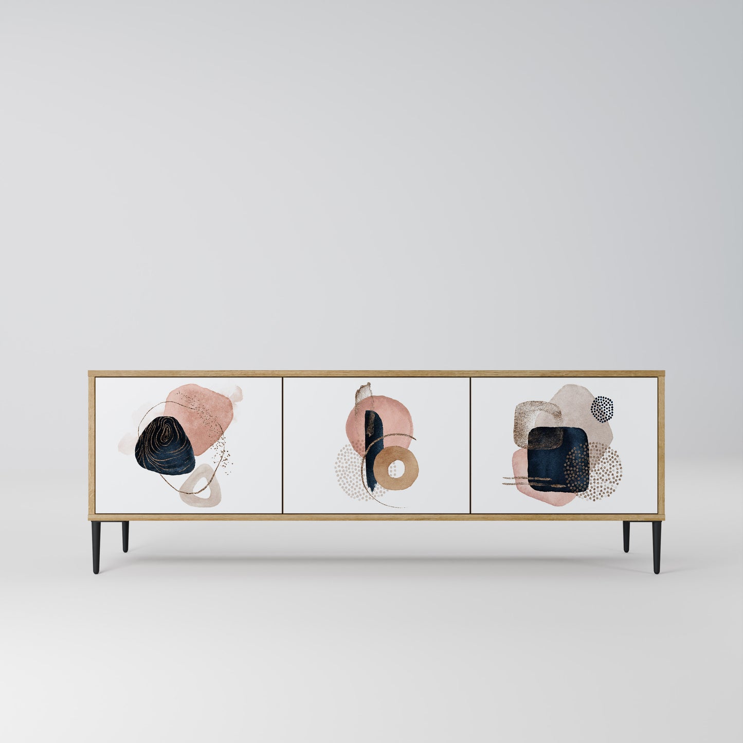 Mobile TV a 3 ante COLORFUL SHAPES in effetto rovere