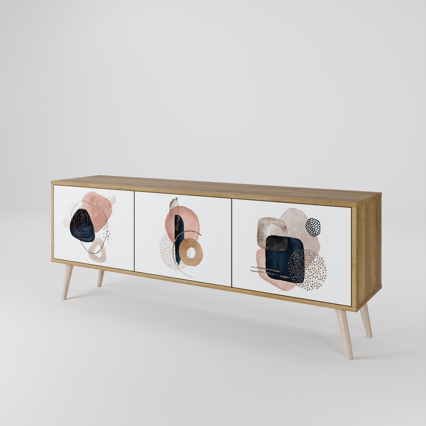 Mobile TV a 3 ante COLORFUL SHAPES in effetto rovere
