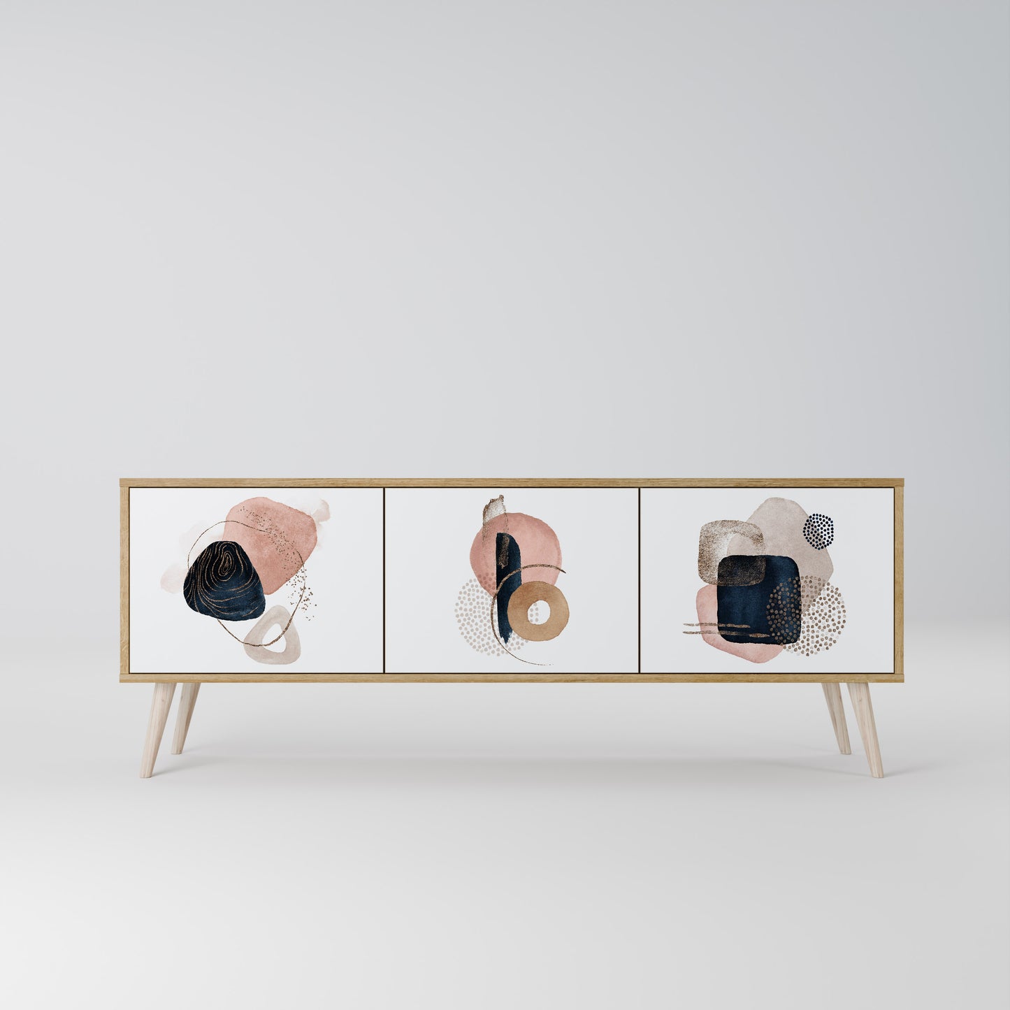 Mobile TV a 3 ante COLORFUL SHAPES in effetto rovere