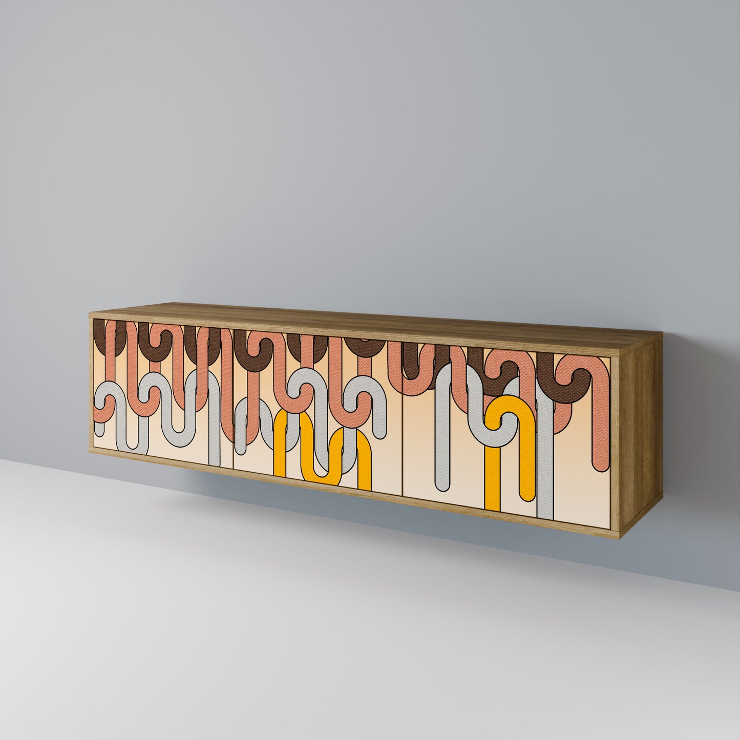 Mobile TV a 3 ante COLORFUL STRINGS in effetto rovere