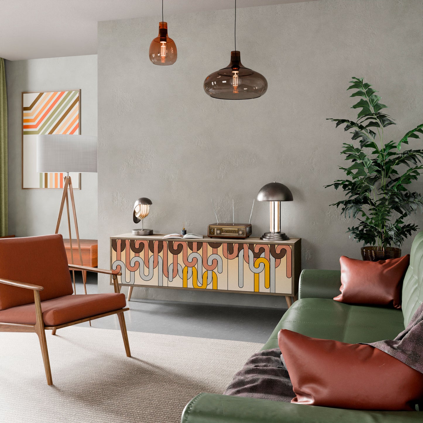 Mobile TV a 3 ante COLORFUL STRINGS in effetto rovere