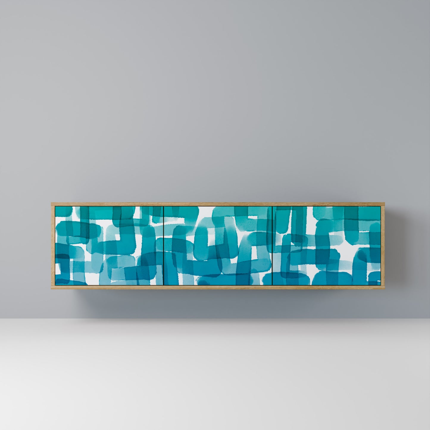 Mobile TV TURQUOISE RECTANGLES a 3 ante effetto rovere
