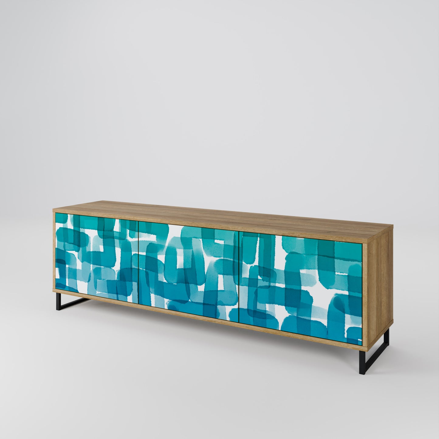 Mobile TV TURQUOISE RECTANGLES a 3 ante effetto rovere