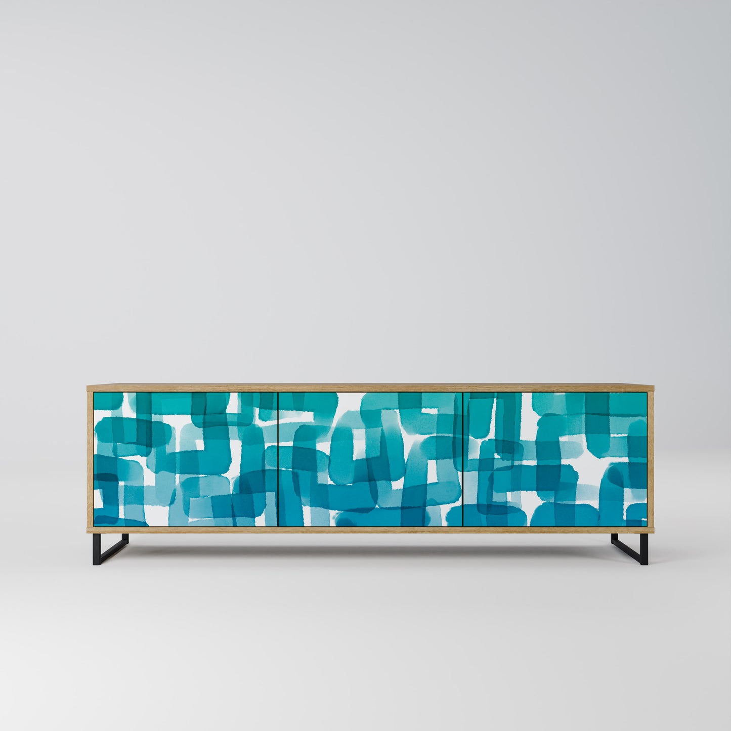 Mobile TV TURQUOISE RECTANGLES a 3 ante effetto rovere