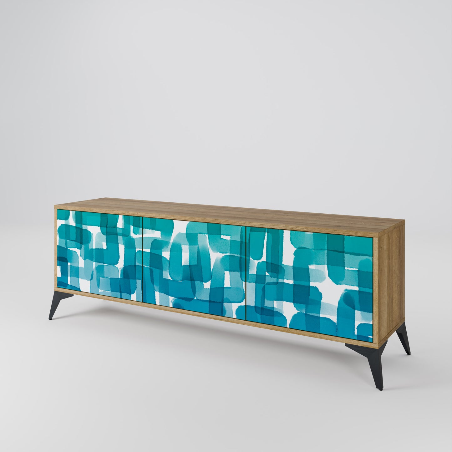 Mobile TV TURQUOISE RECTANGLES a 3 ante effetto rovere