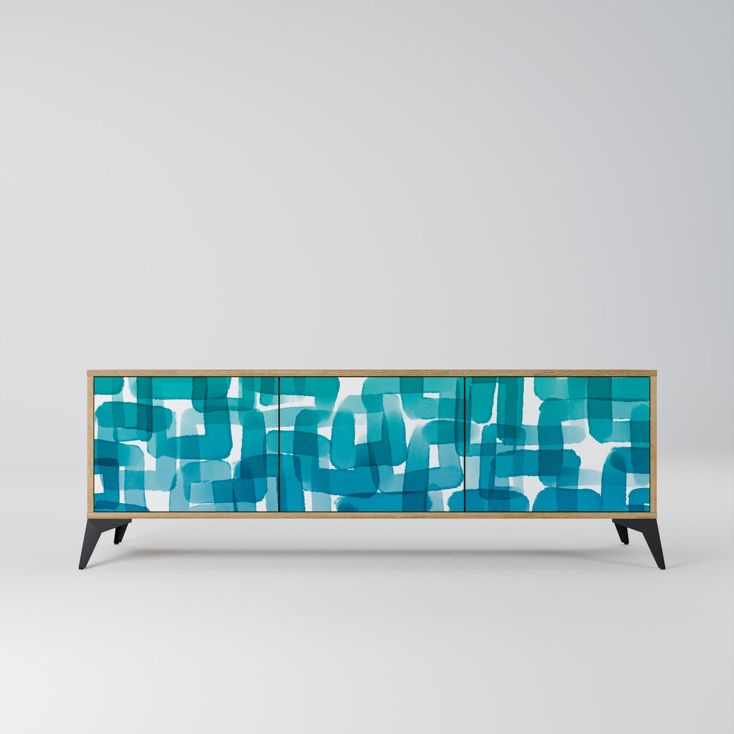 Mobile TV TURQUOISE RECTANGLES a 3 ante effetto rovere
