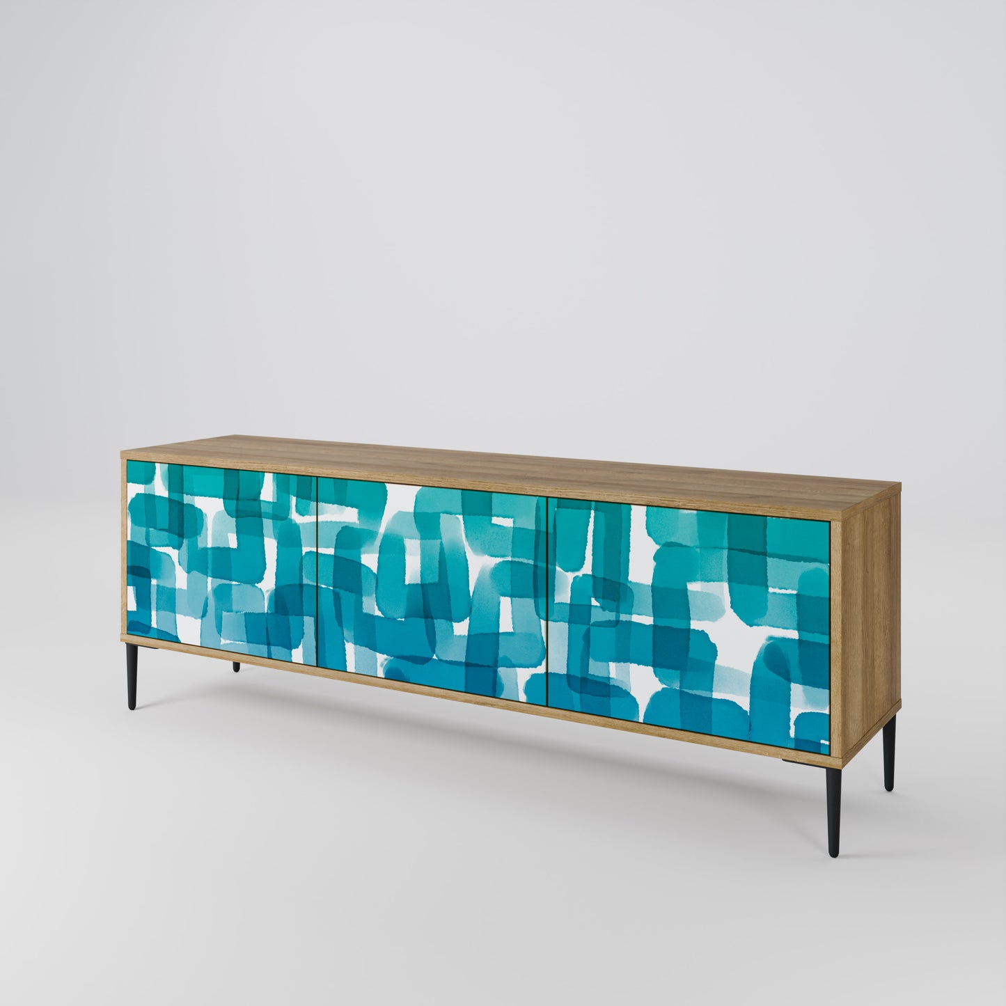 Mobile TV TURQUOISE RECTANGLES a 3 ante effetto rovere