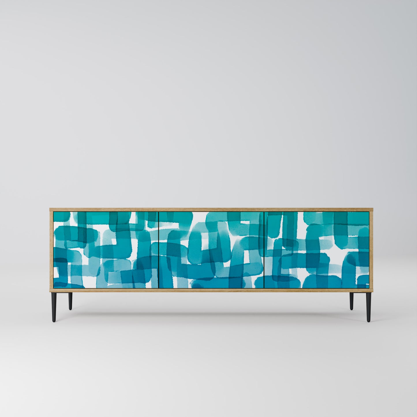Mobile TV TURQUOISE RECTANGLES a 3 ante effetto rovere