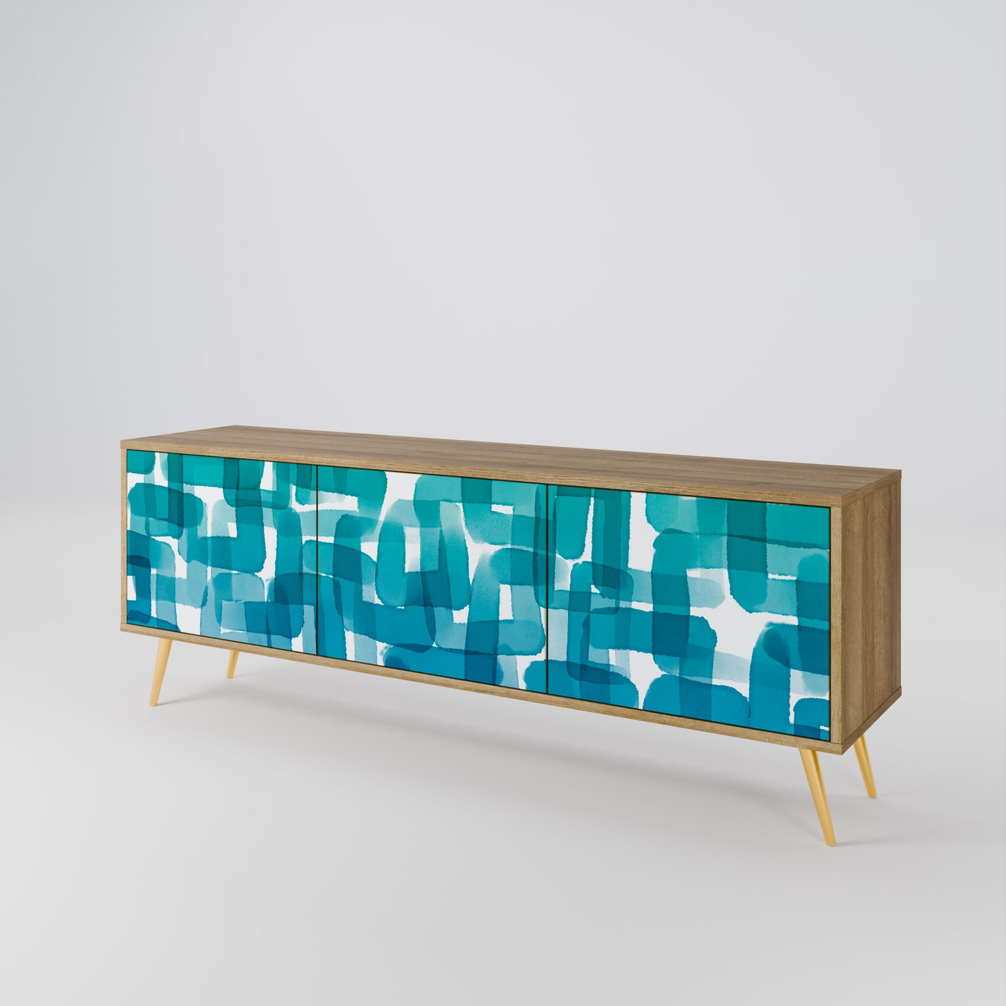 Mobile TV TURQUOISE RECTANGLES a 3 ante effetto rovere