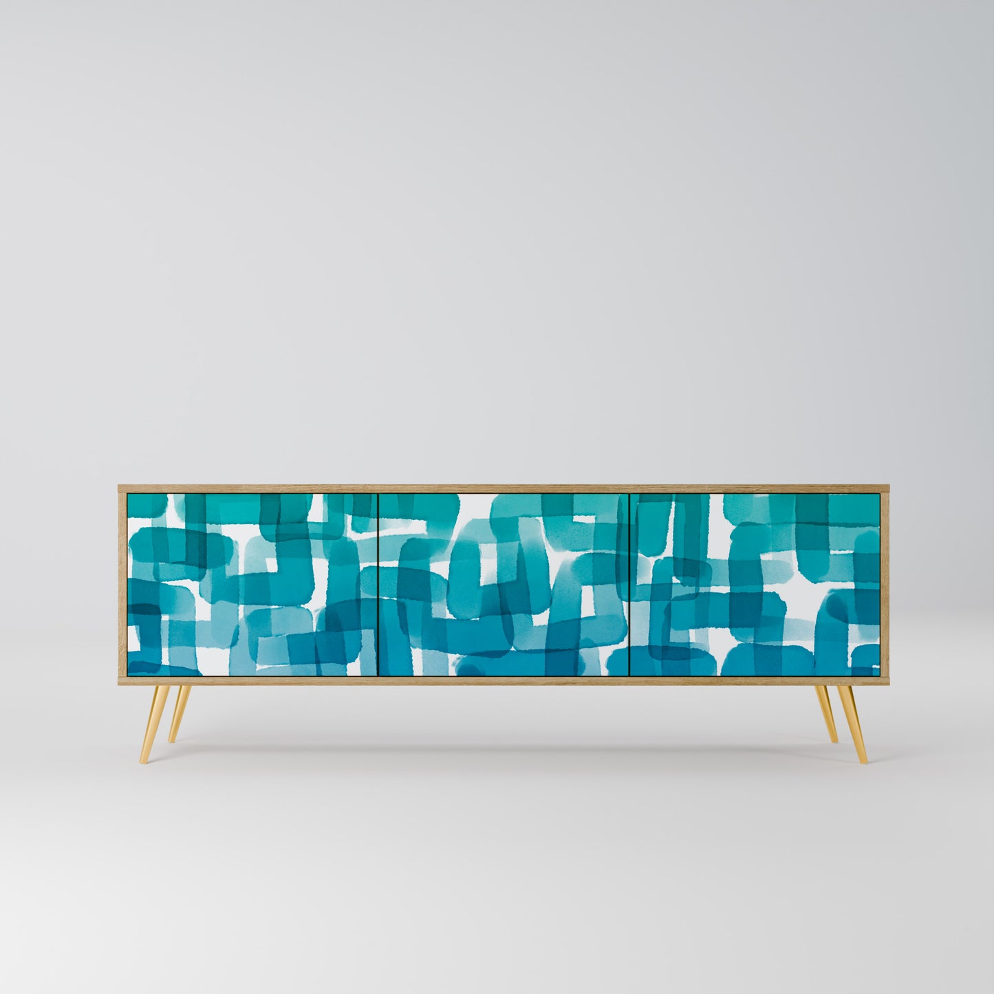 Mobile TV TURQUOISE RECTANGLES a 3 ante effetto rovere