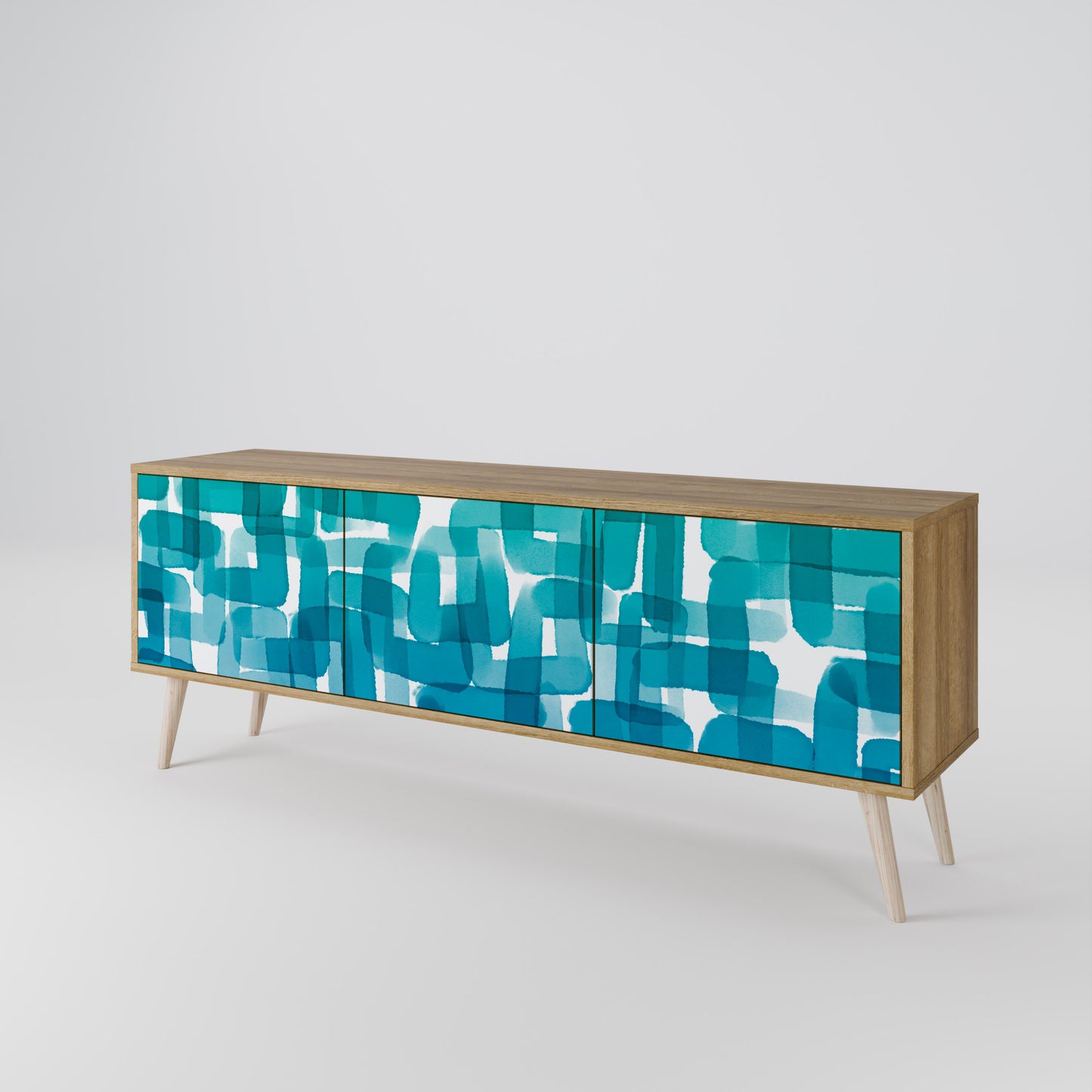 Mobile TV TURQUOISE RECTANGLES a 3 ante effetto rovere