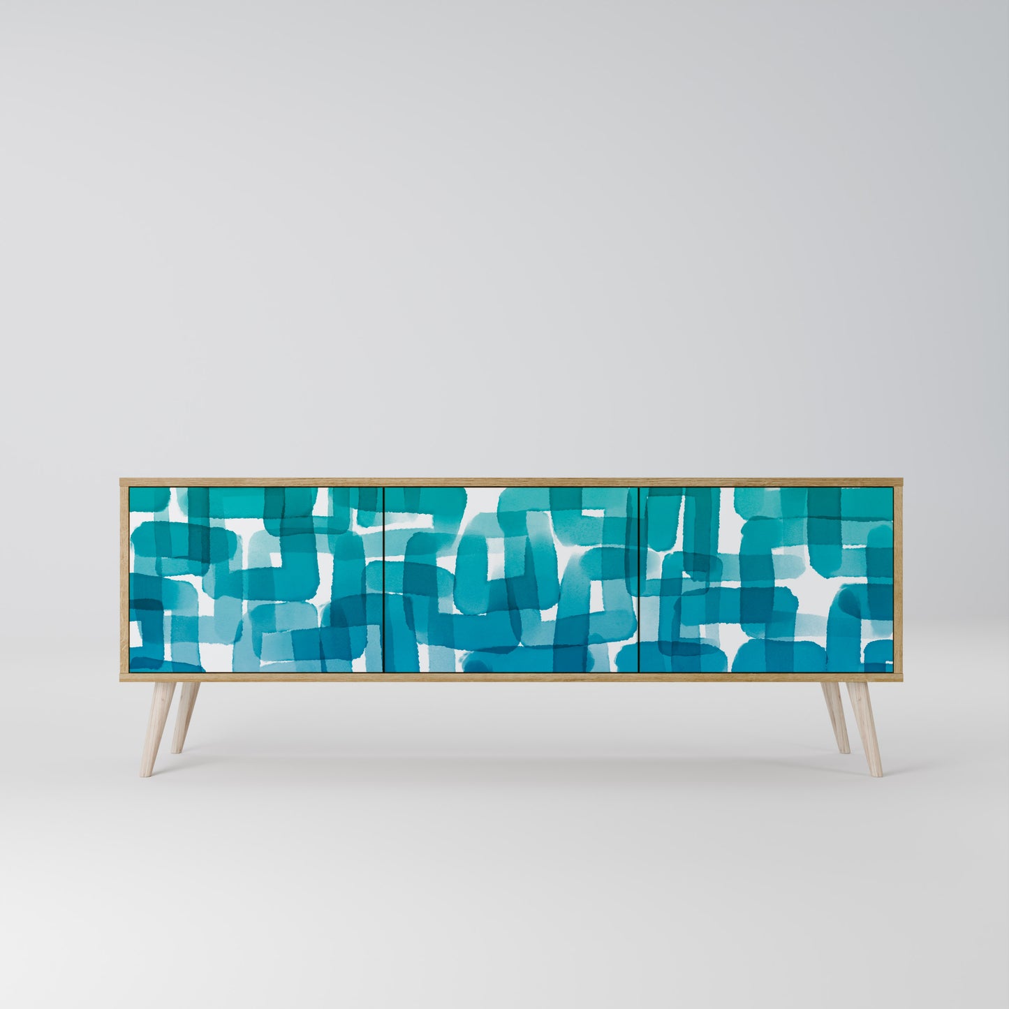 Mobile TV TURQUOISE RECTANGLES a 3 ante effetto rovere