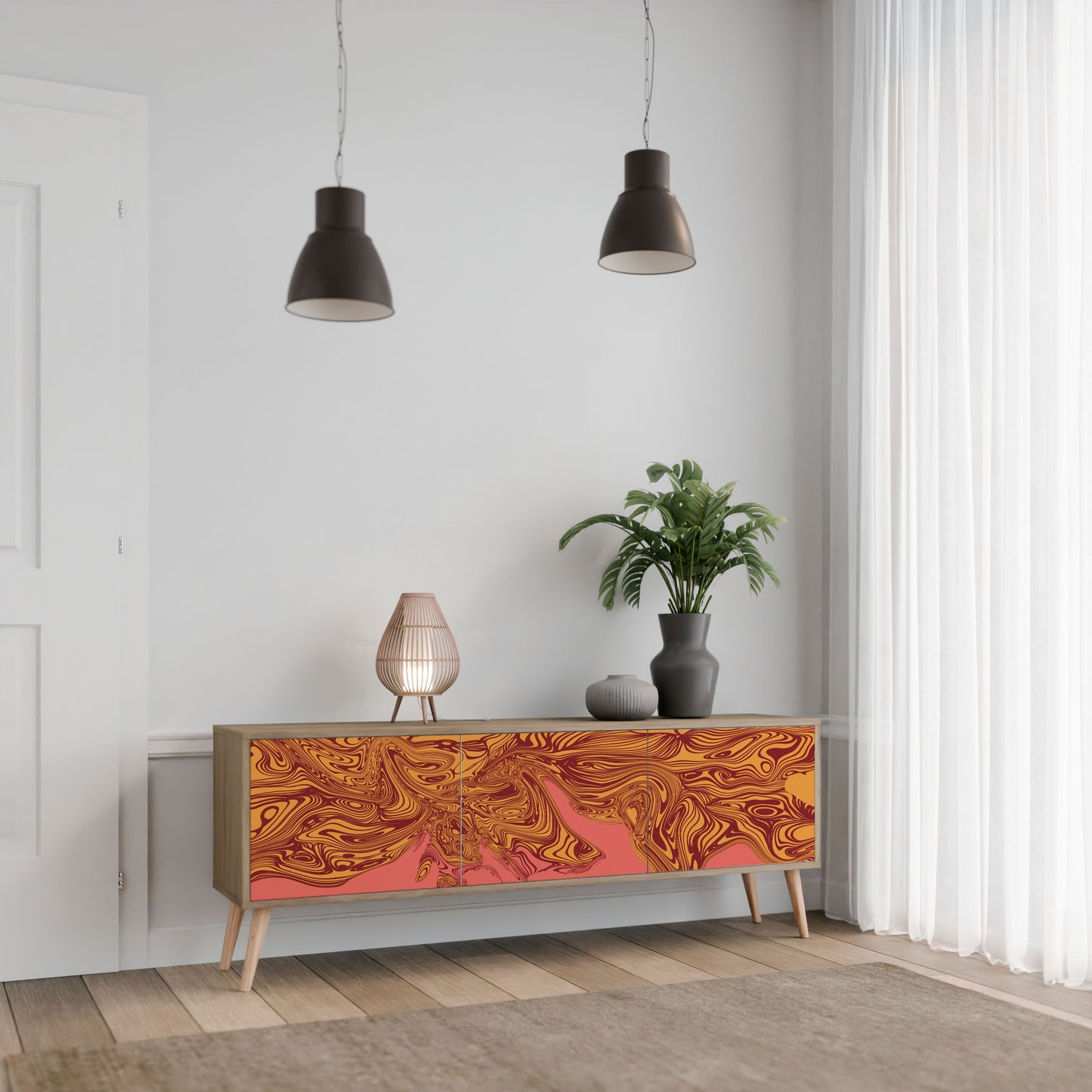Mobile TV a 3 ante FLOATING THOUGHTS in effetto rovere