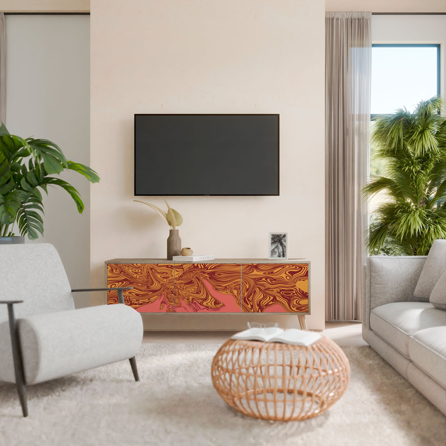 Mobile TV a 3 ante FLOATING THOUGHTS in effetto rovere