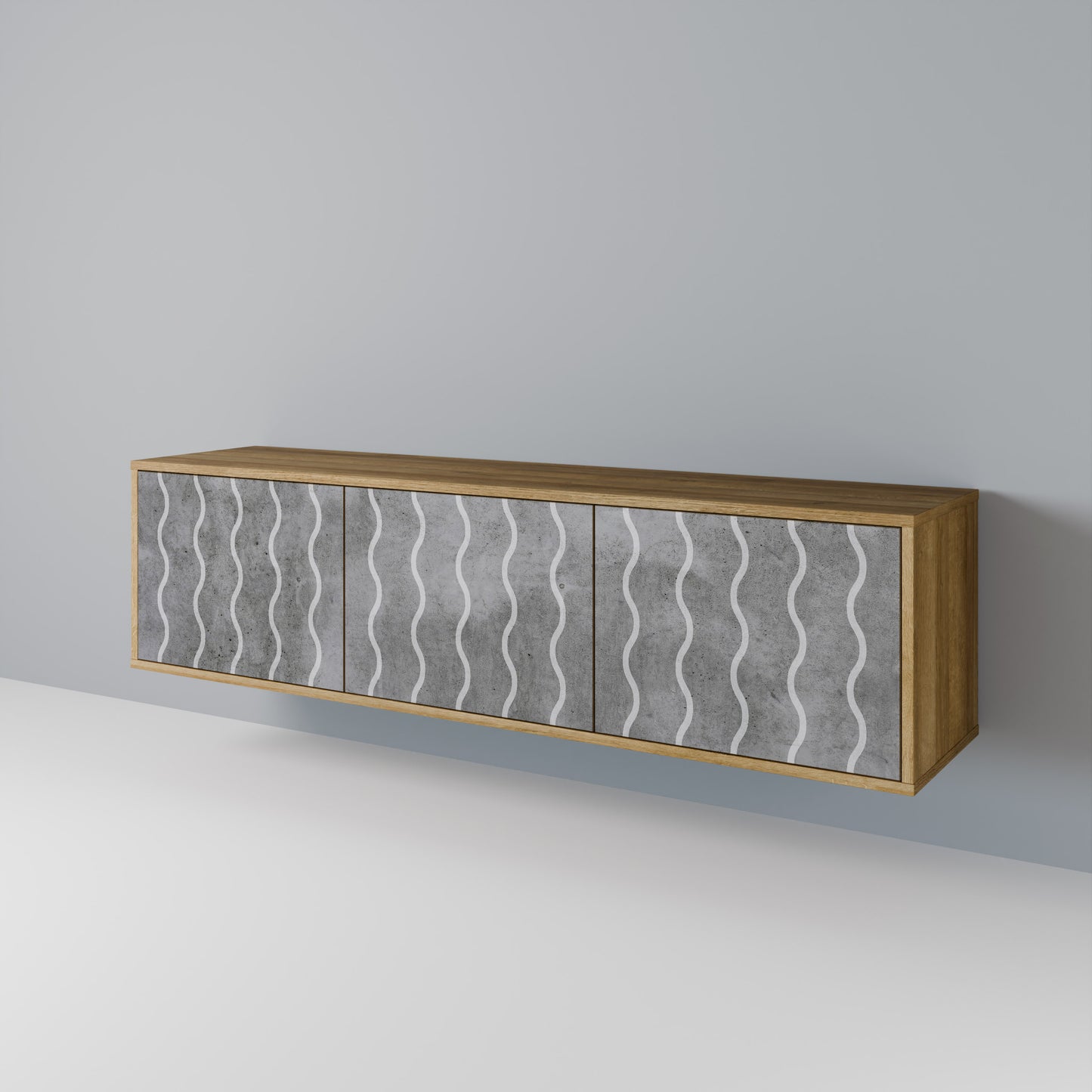 Mobile TV WAVES OF CONCRETE a 3 ante in effetto rovere
