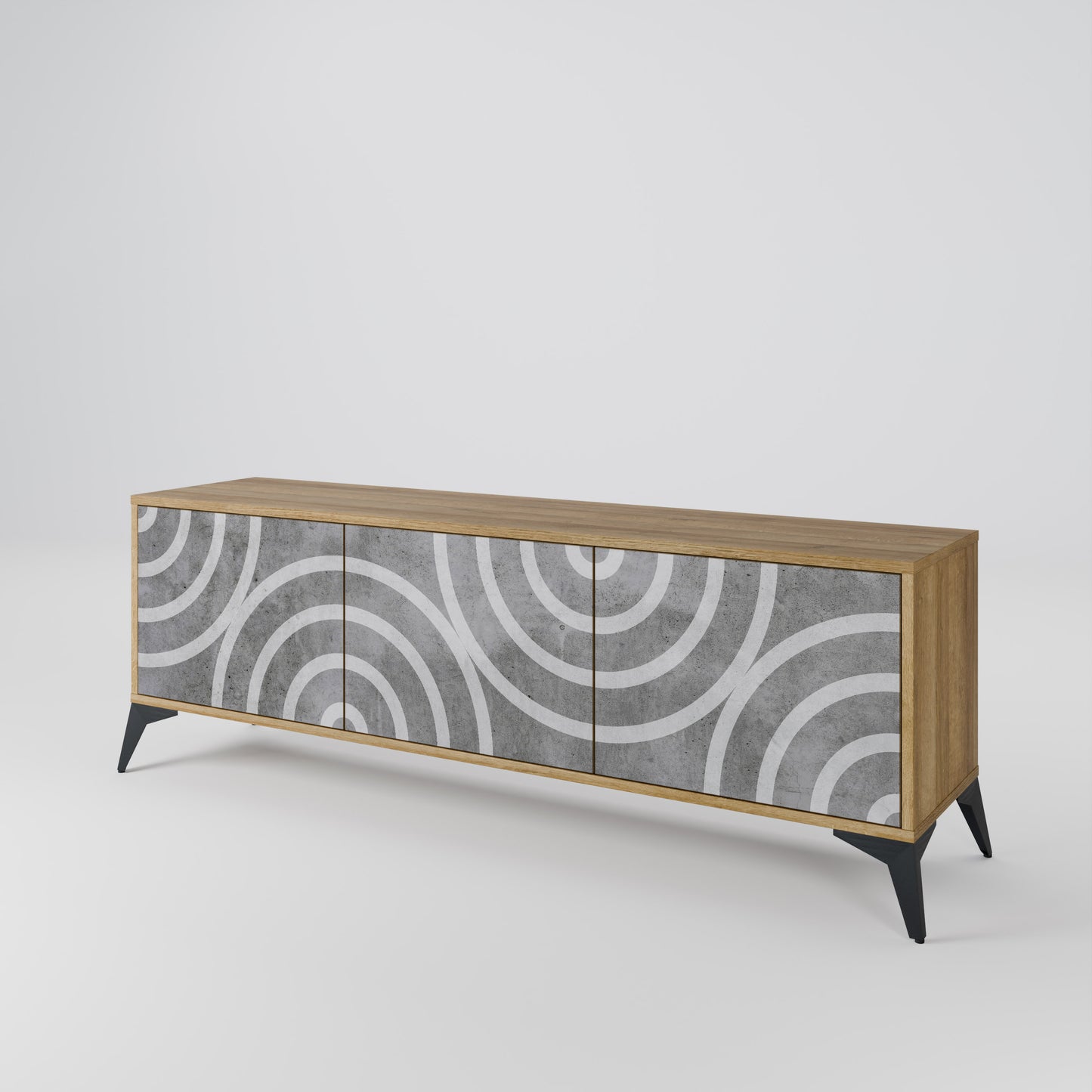 Mobile TV CIRCLE CONCRETE a 3 ante in effetto rovere