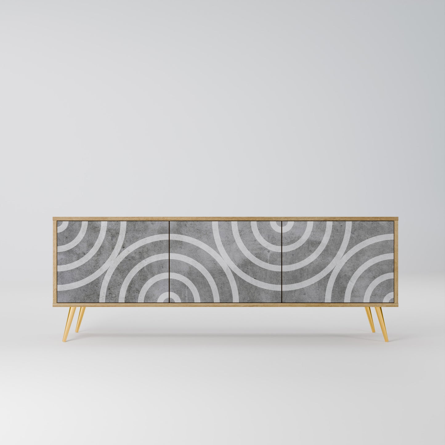 Mobile TV CIRCLE CONCRETE a 3 ante in effetto rovere