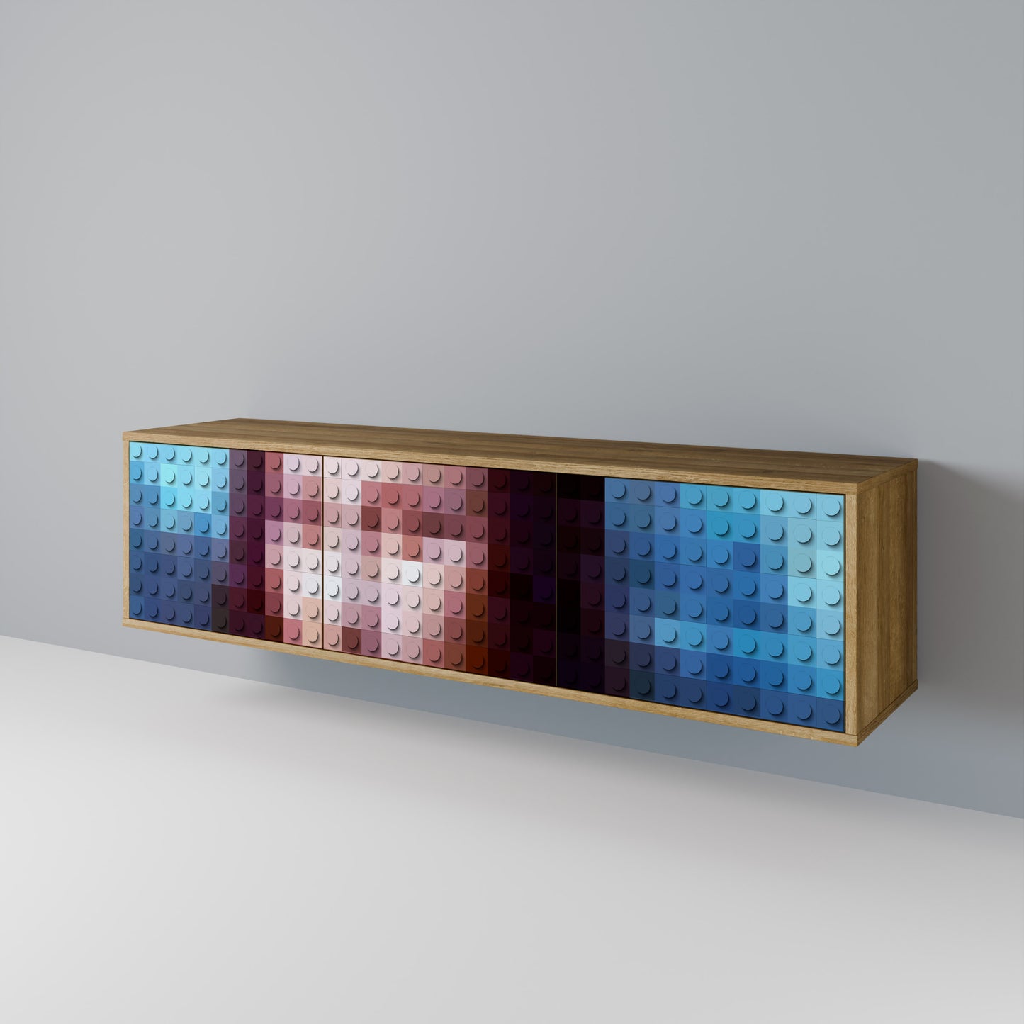 Mobile TV a 3 ante CONSTRUCTIVE ART in effetto rovere