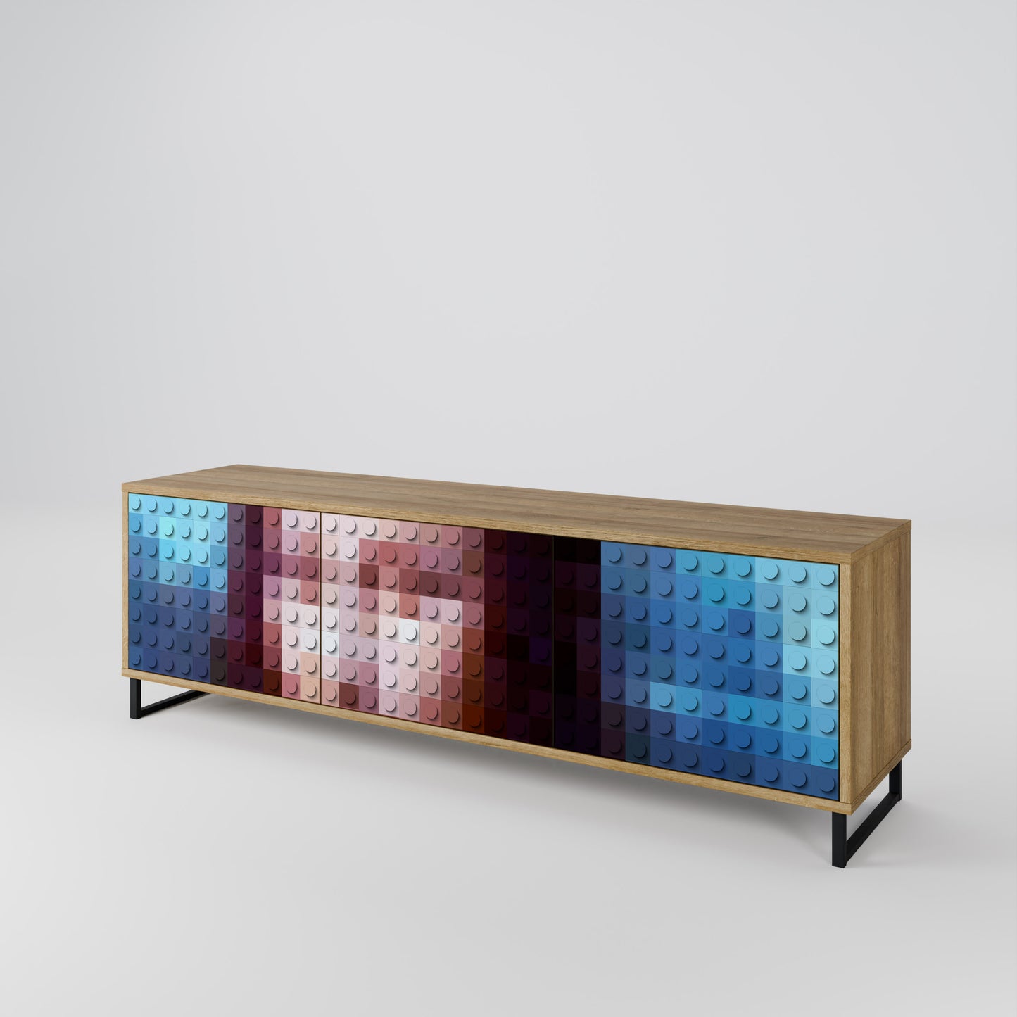Mobile TV a 3 ante CONSTRUCTIVE ART in effetto rovere
