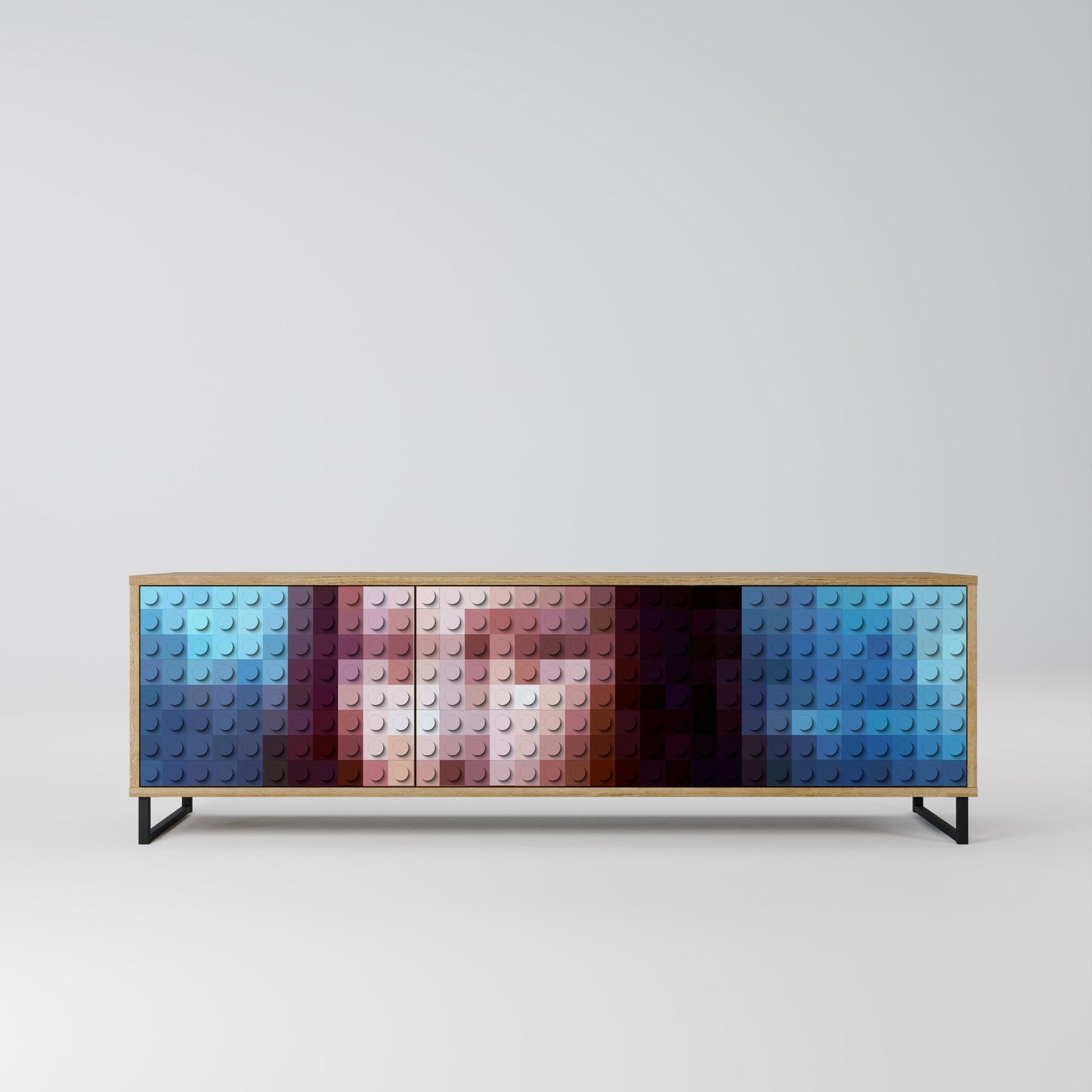 Mobile TV a 3 ante CONSTRUCTIVE ART in effetto rovere