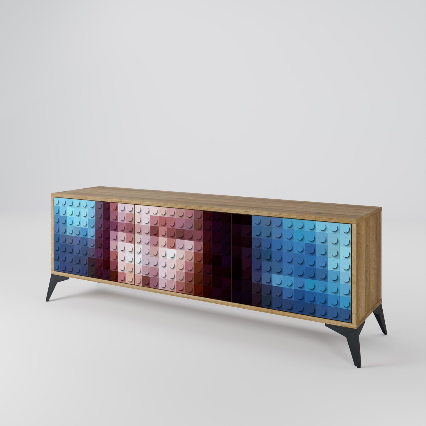 Mobile TV a 3 ante CONSTRUCTIVE ART in effetto rovere