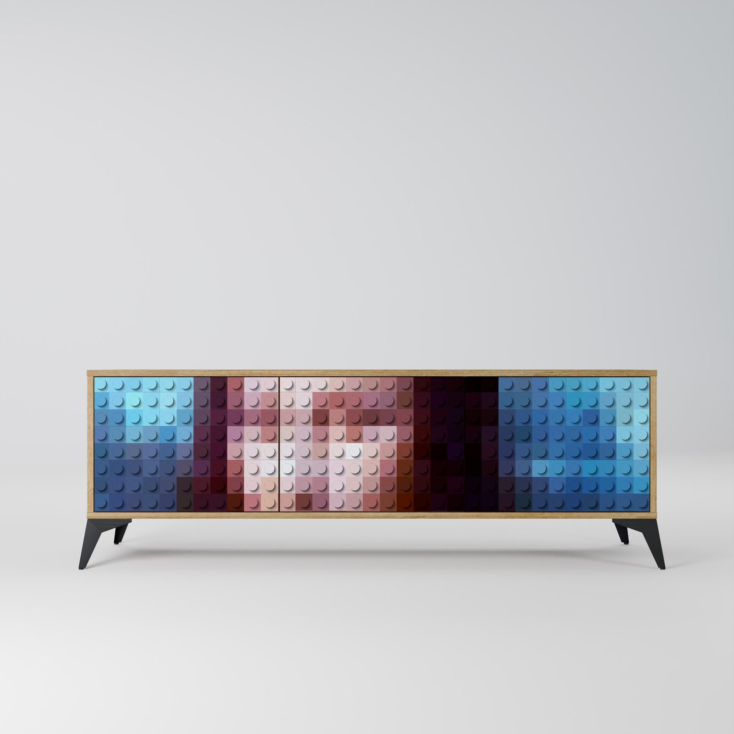Mobile TV a 3 ante CONSTRUCTIVE ART in effetto rovere