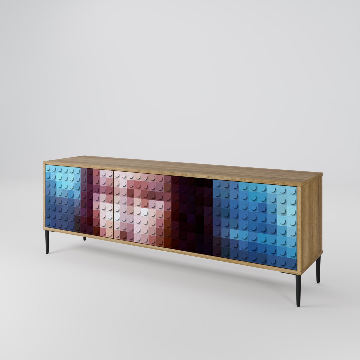 Mobile TV a 3 ante CONSTRUCTIVE ART in effetto rovere
