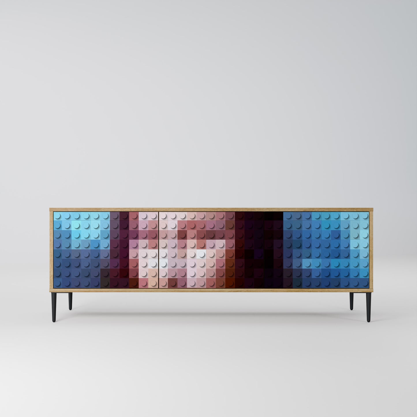 Mobile TV a 3 ante CONSTRUCTIVE ART in effetto rovere