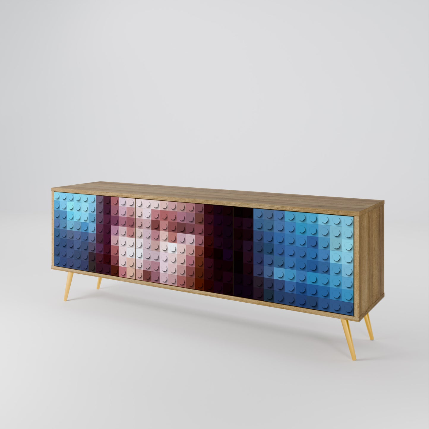 Mobile TV a 3 ante CONSTRUCTIVE ART in effetto rovere