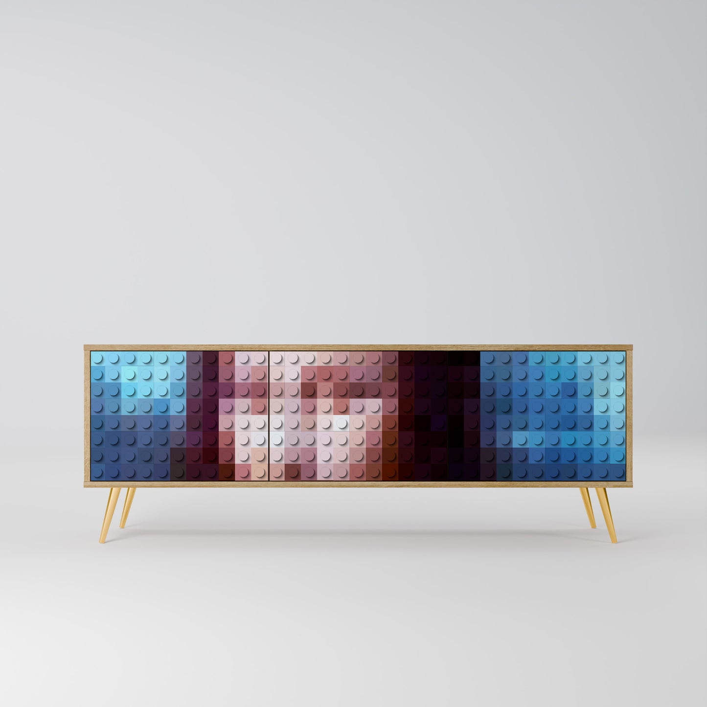 Mobile TV a 3 ante CONSTRUCTIVE ART in effetto rovere