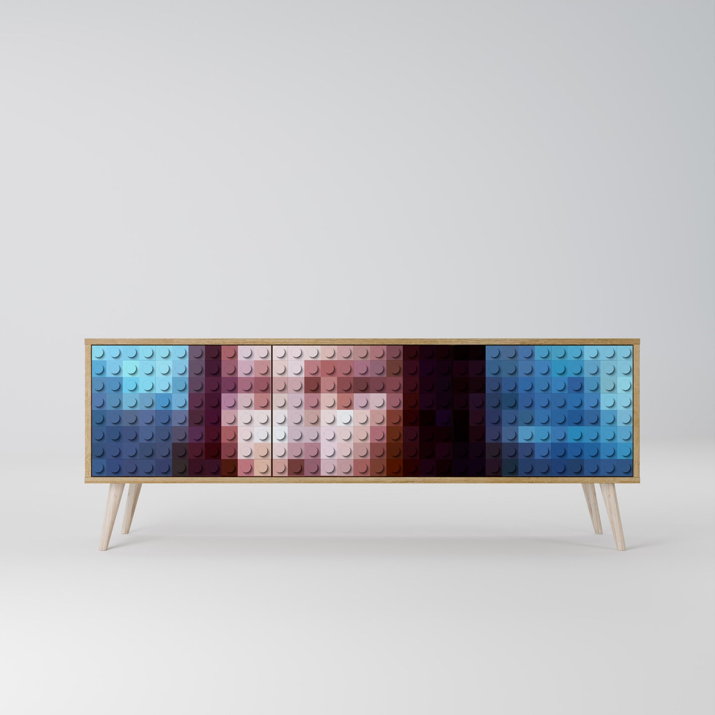 Mobile TV a 3 ante CONSTRUCTIVE ART in effetto rovere