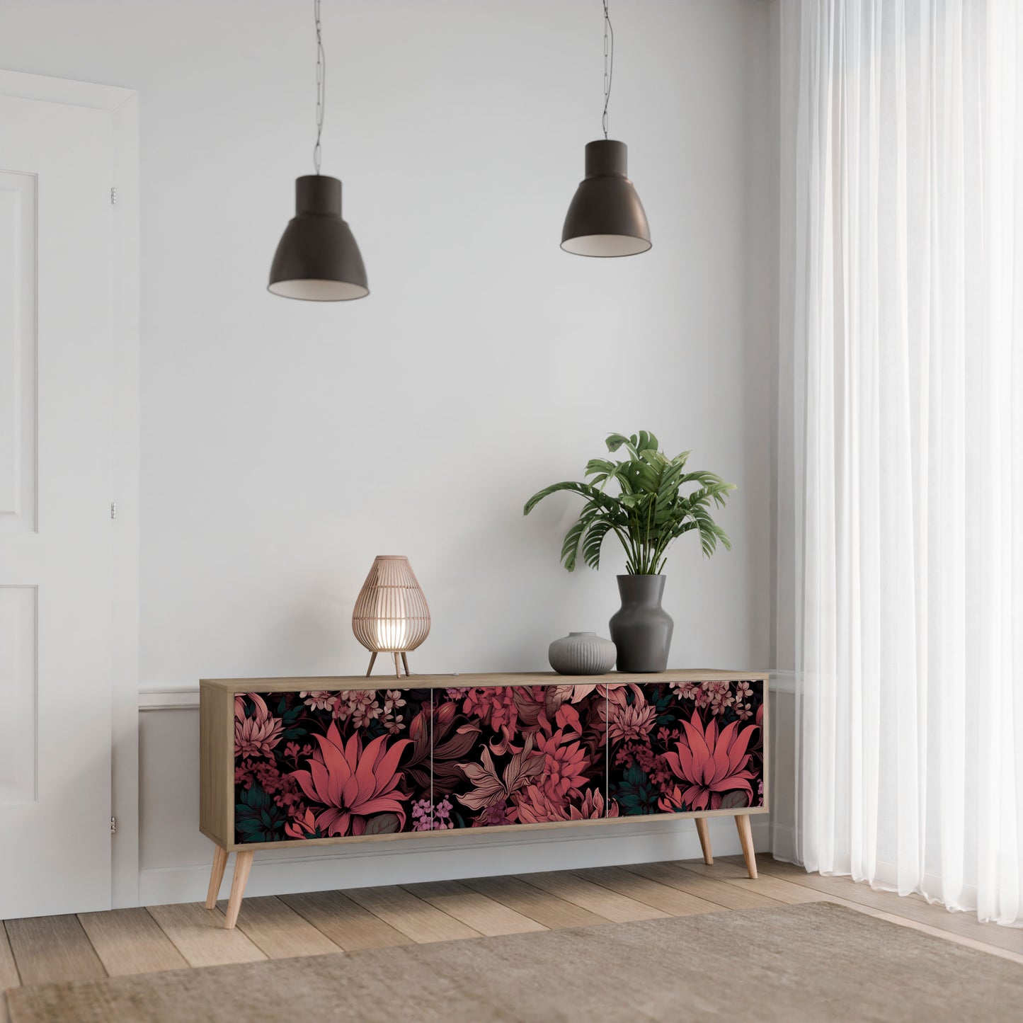 Mobile TV FLORAL WHISPER a 3 ante in effetto rovere