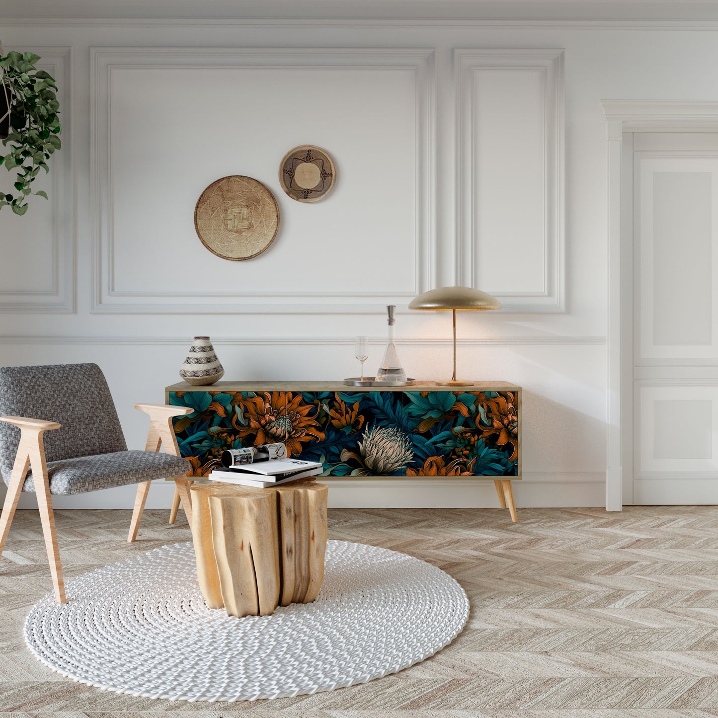 Mobile TV MORNING BLOOM a 3 ante in effetto rovere