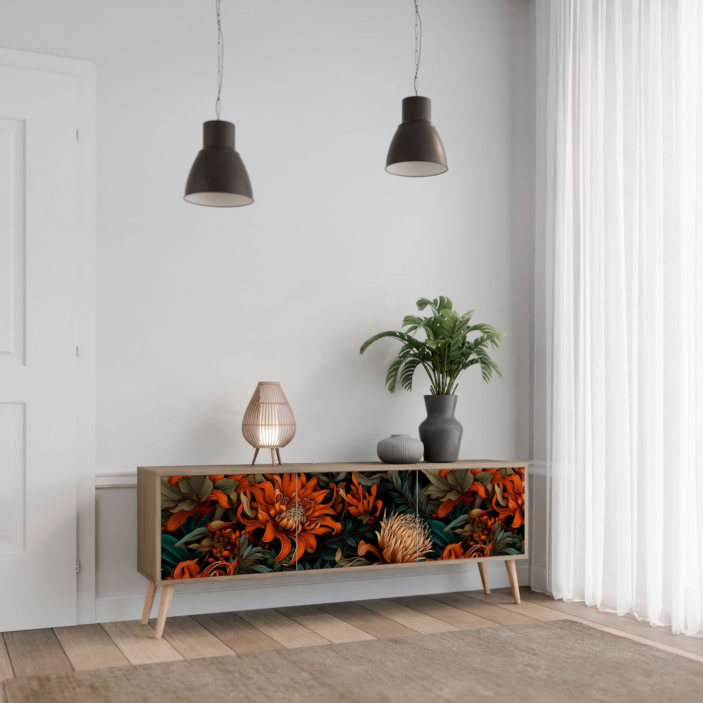 DAWN BLOOM Mobile TV a 3 ante in effetto rovere