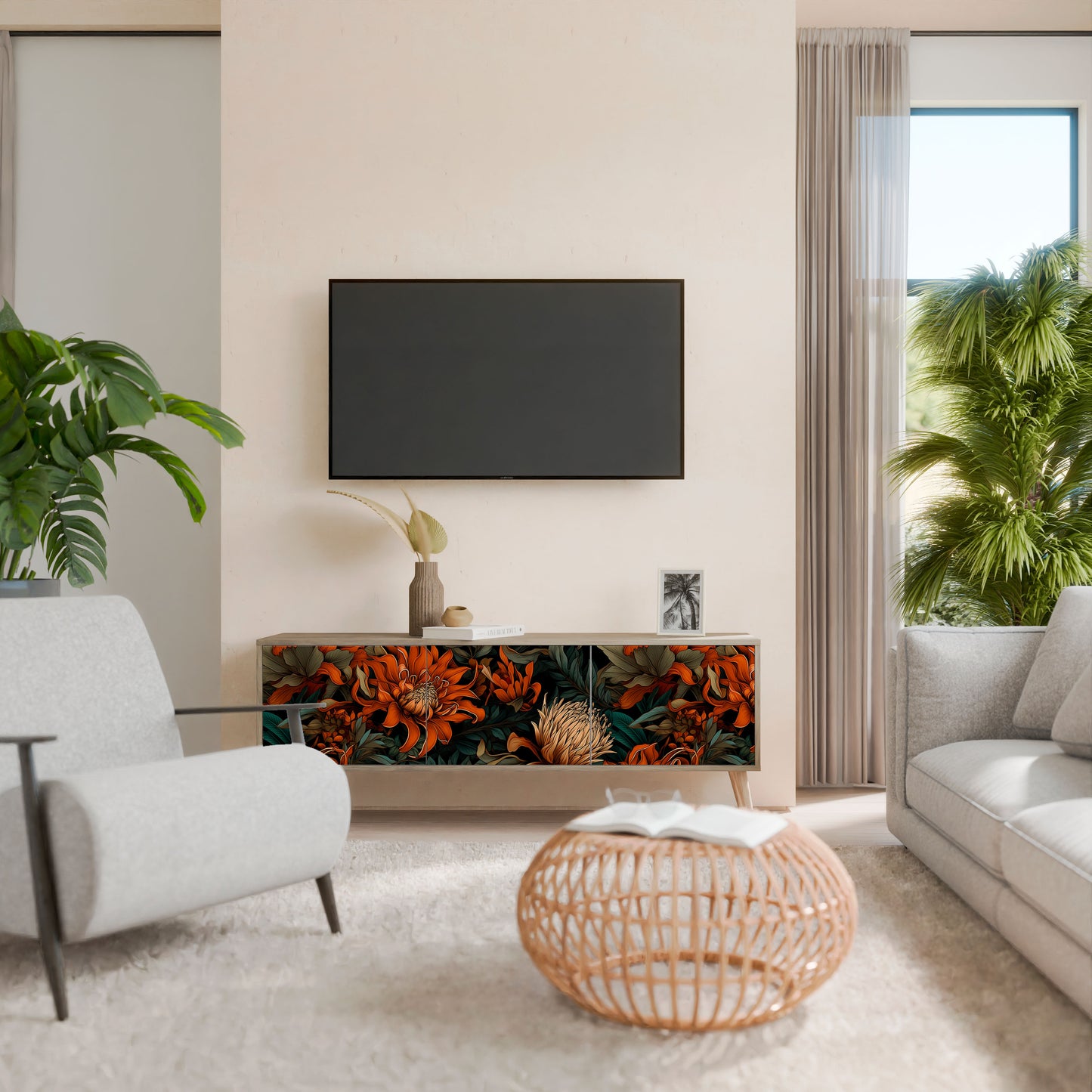 DAWN BLOOM Mobile TV a 3 ante in effetto rovere