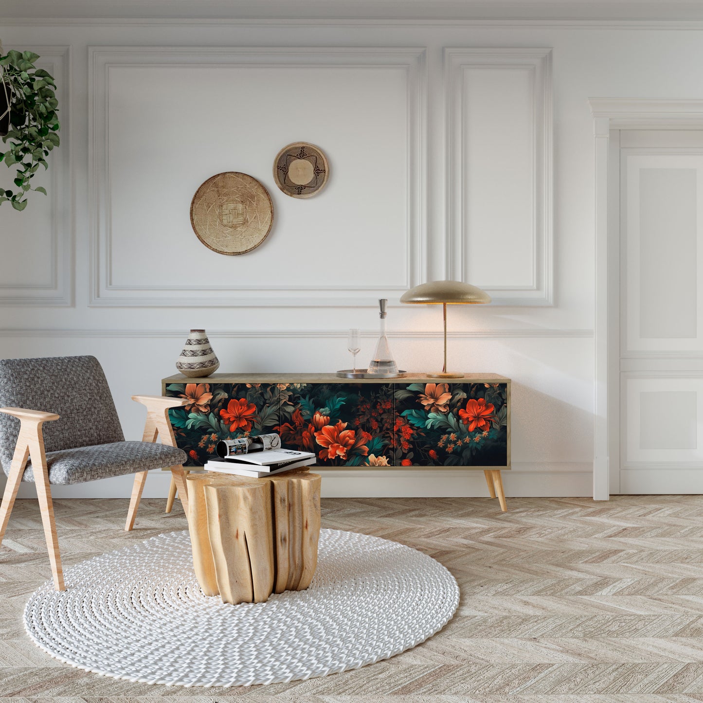 Mobile TV IMAGINARY BLOSSOM a 3 ante in effetto rovere