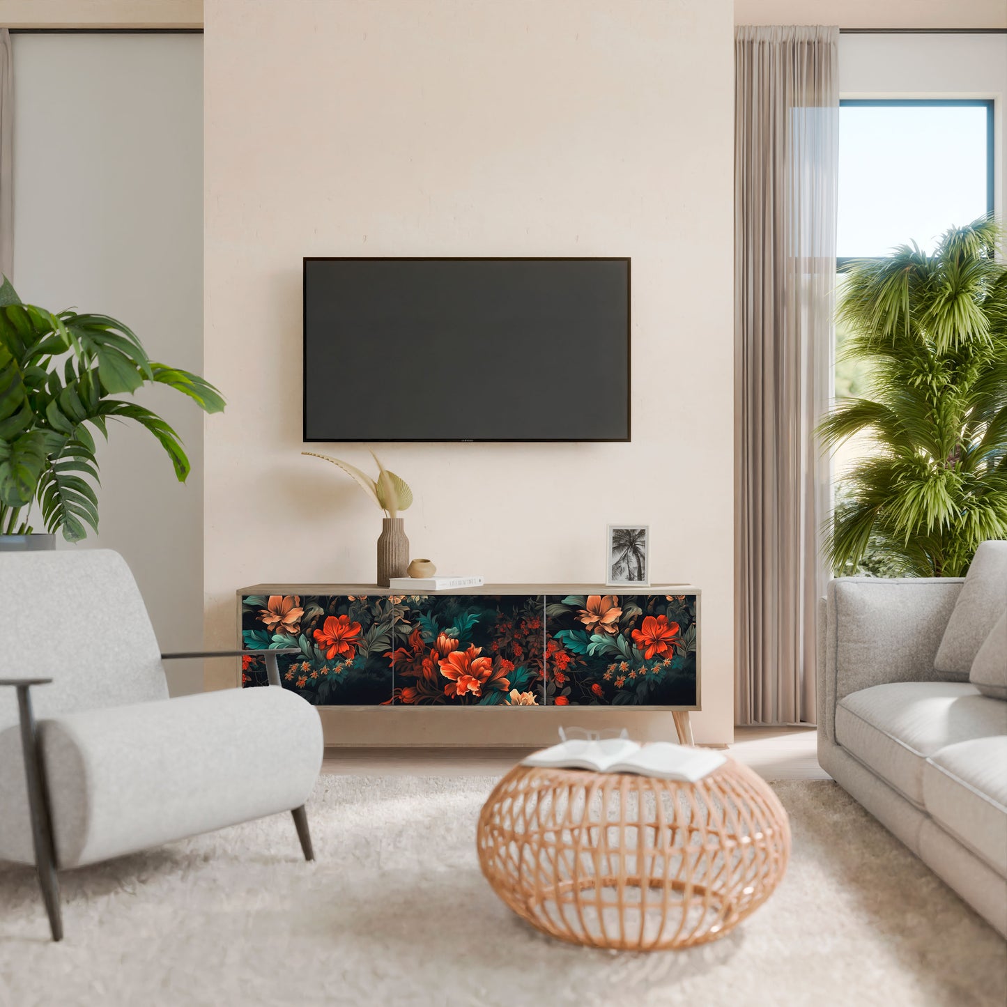 Mobile TV IMAGINARY BLOSSOM a 3 ante in effetto rovere