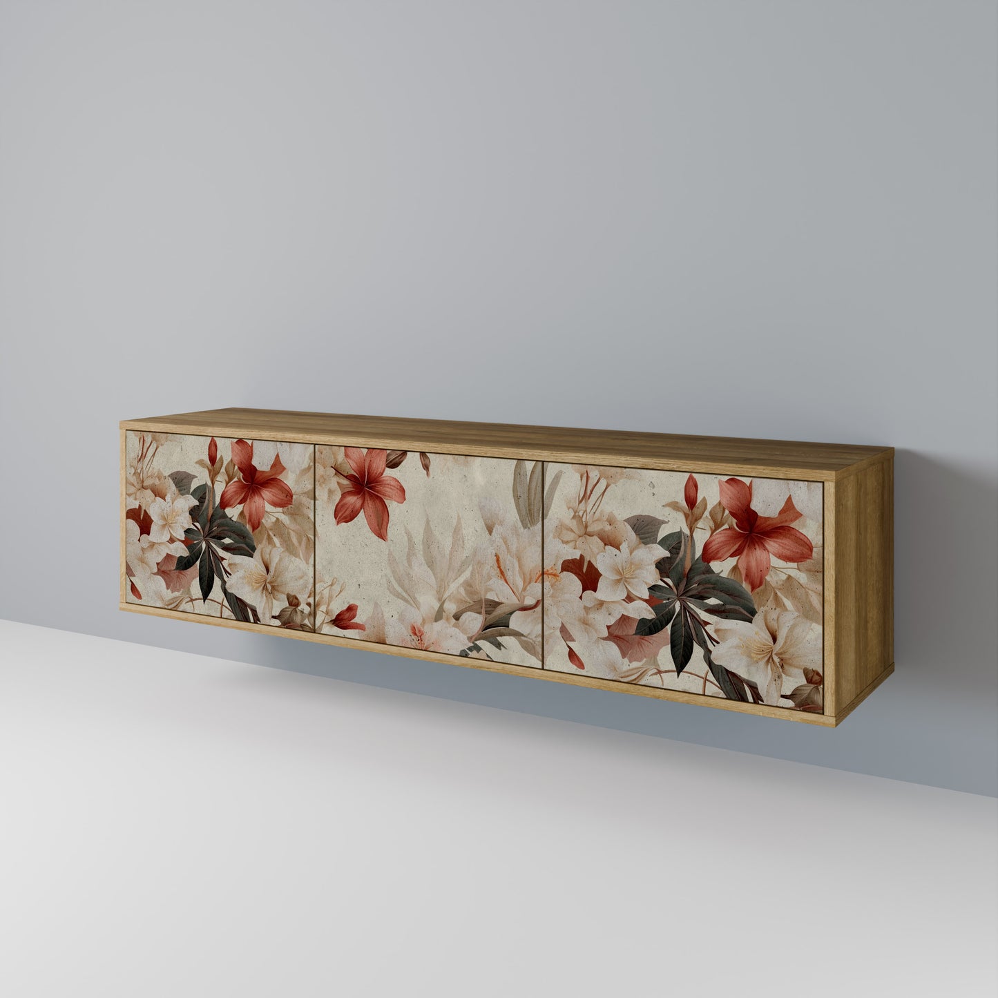 Porta TV a 3 ante PETAL HARMONY in effetto rovere